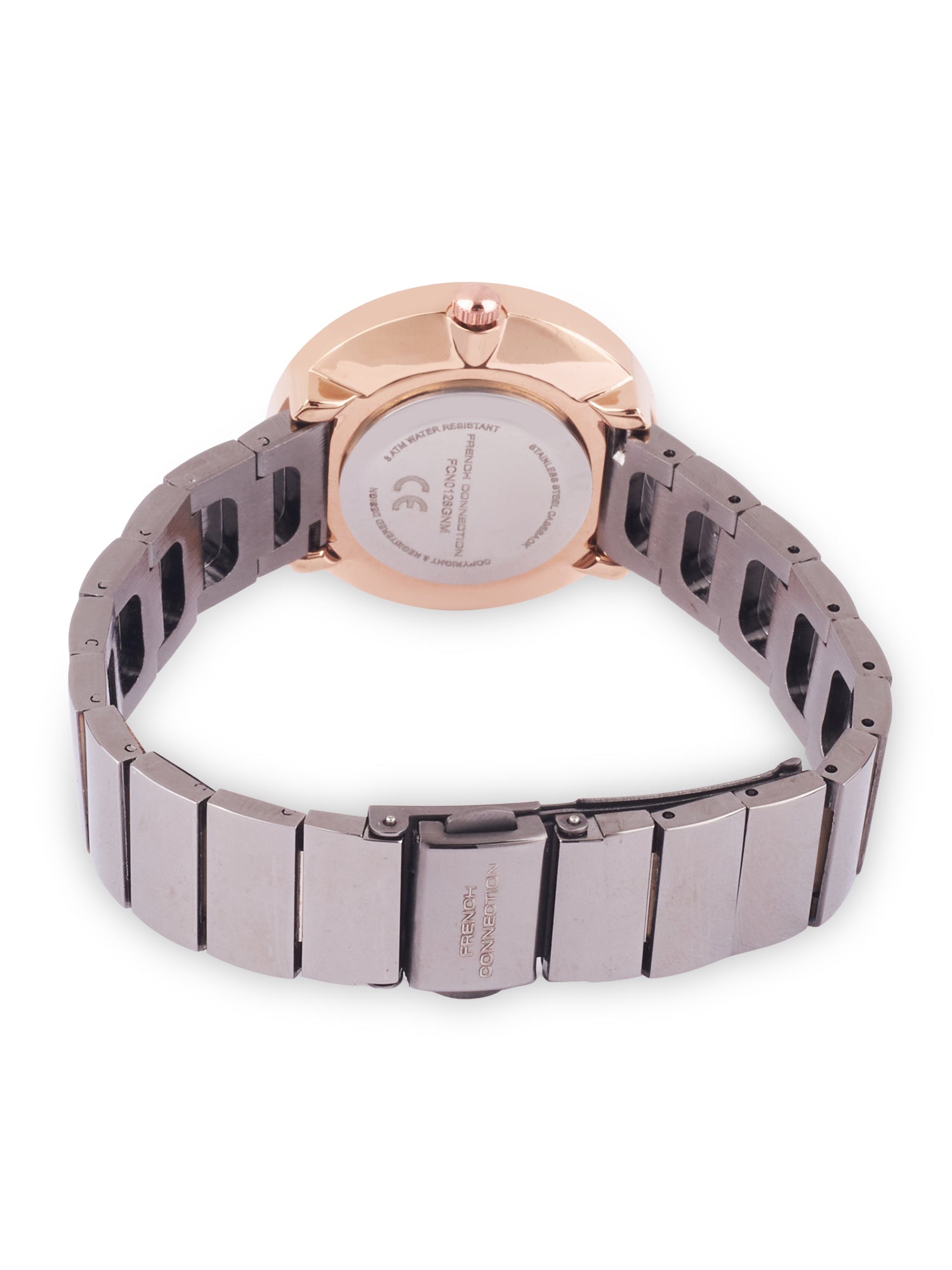 French Connection Mop Gun Round Dial With Gun Stainless Steel Strap Watch - For Womens FCN0128GNM