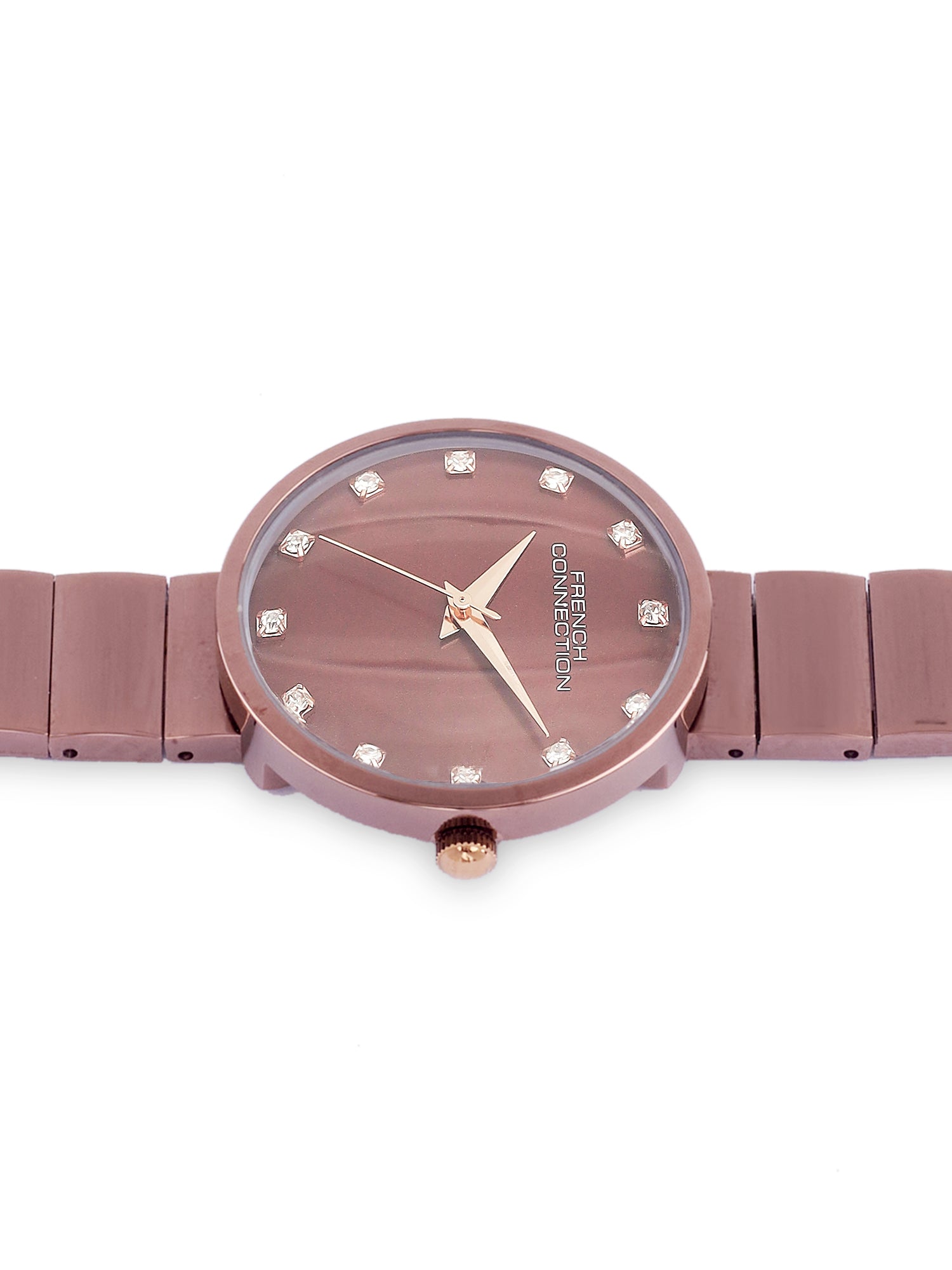 French Connection Mop Rosegold Round Dial With Rose Stainless Steel Strap Watch - For Womens FCN0128RGM
