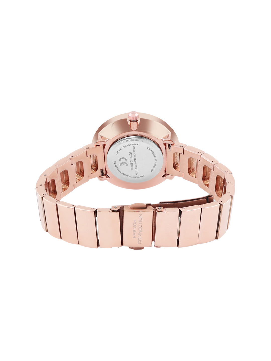 French Connection Mop Rosegold Round Dial With Rose Stainless Steel Strap Watch - For Womens FCN0128RGM
