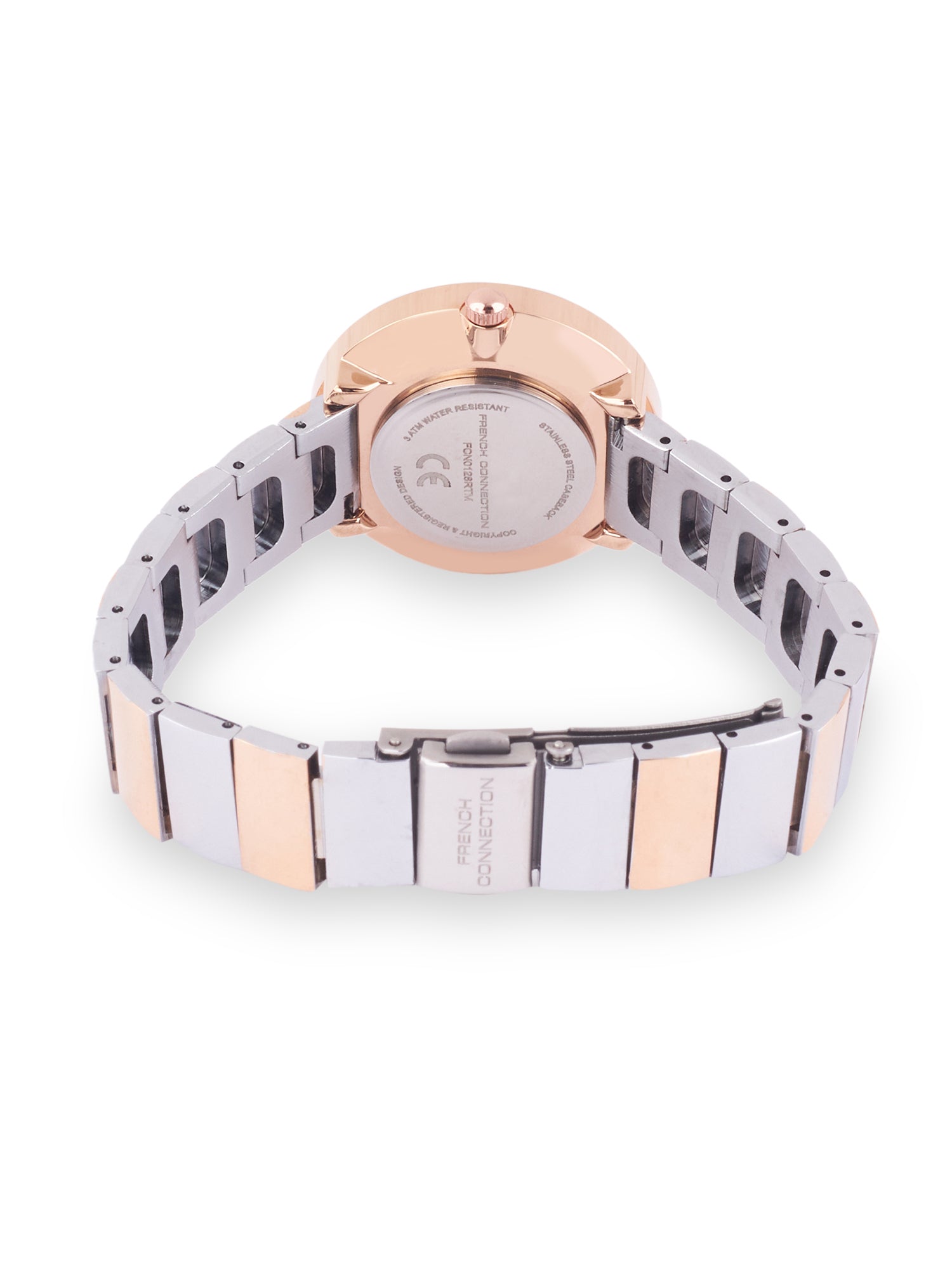 French Connection Mop Green Round Dial With Rose Two Tone Stainless Steel  Strap Watch - For Womens FCN0128RTM