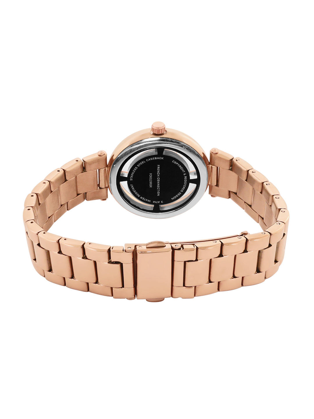 French Connection Sunray Rosegold Round Dial With Rose Stainless Steel Strap Watch - For Womens FCN0129RGM