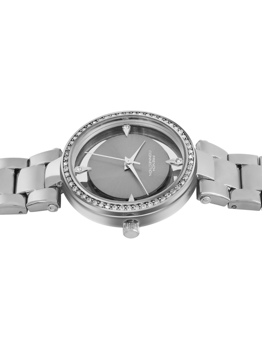 French Connection Sunray Grey Round Dial With Stainless Steel  Strap Watch - For Womens FCN0129SM