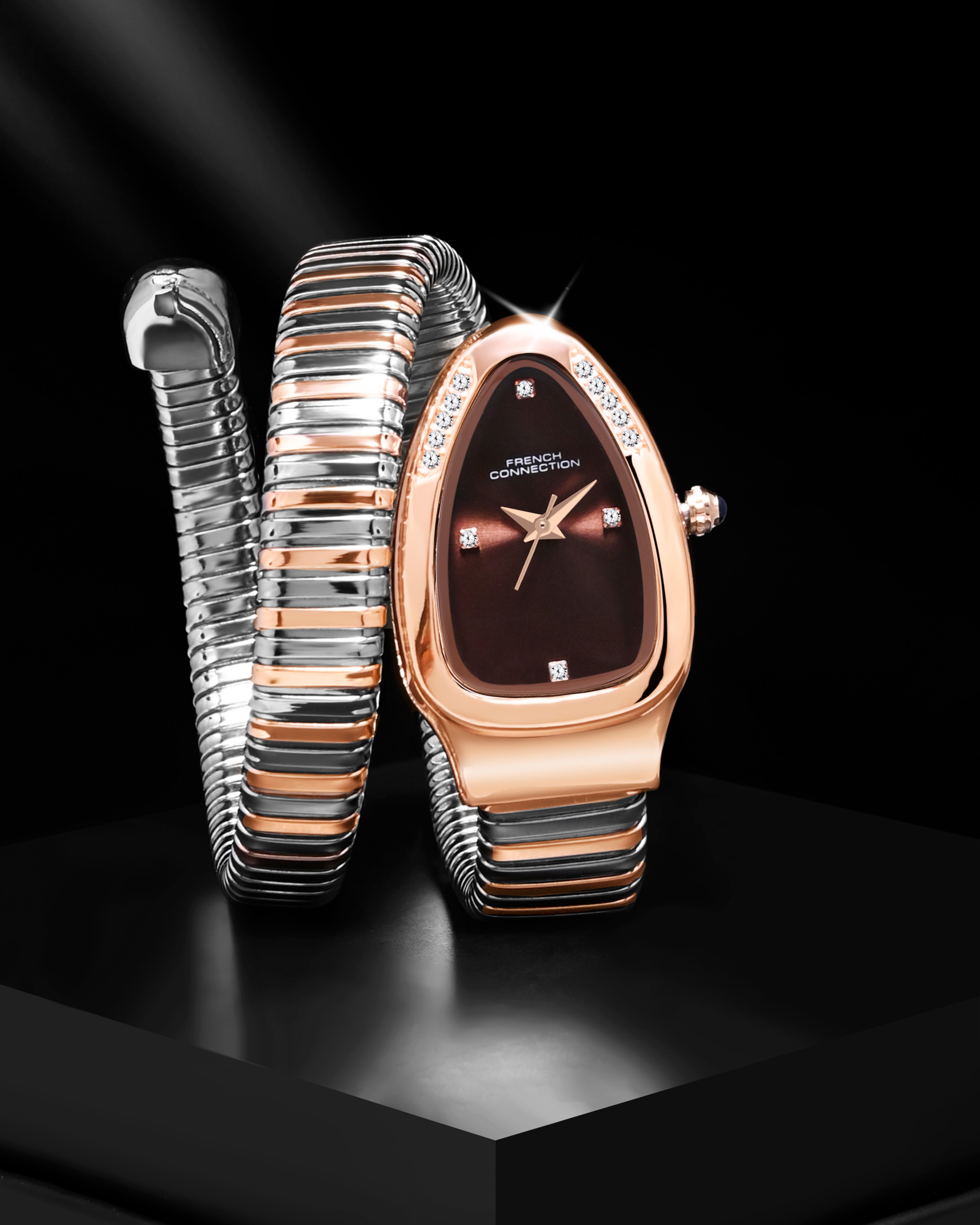 The Mystic Curve 2.0 Women’s Wrap Around Strap Analogue Watch | Brown Oval Dial Trendy Watch - FCN0132BRTM