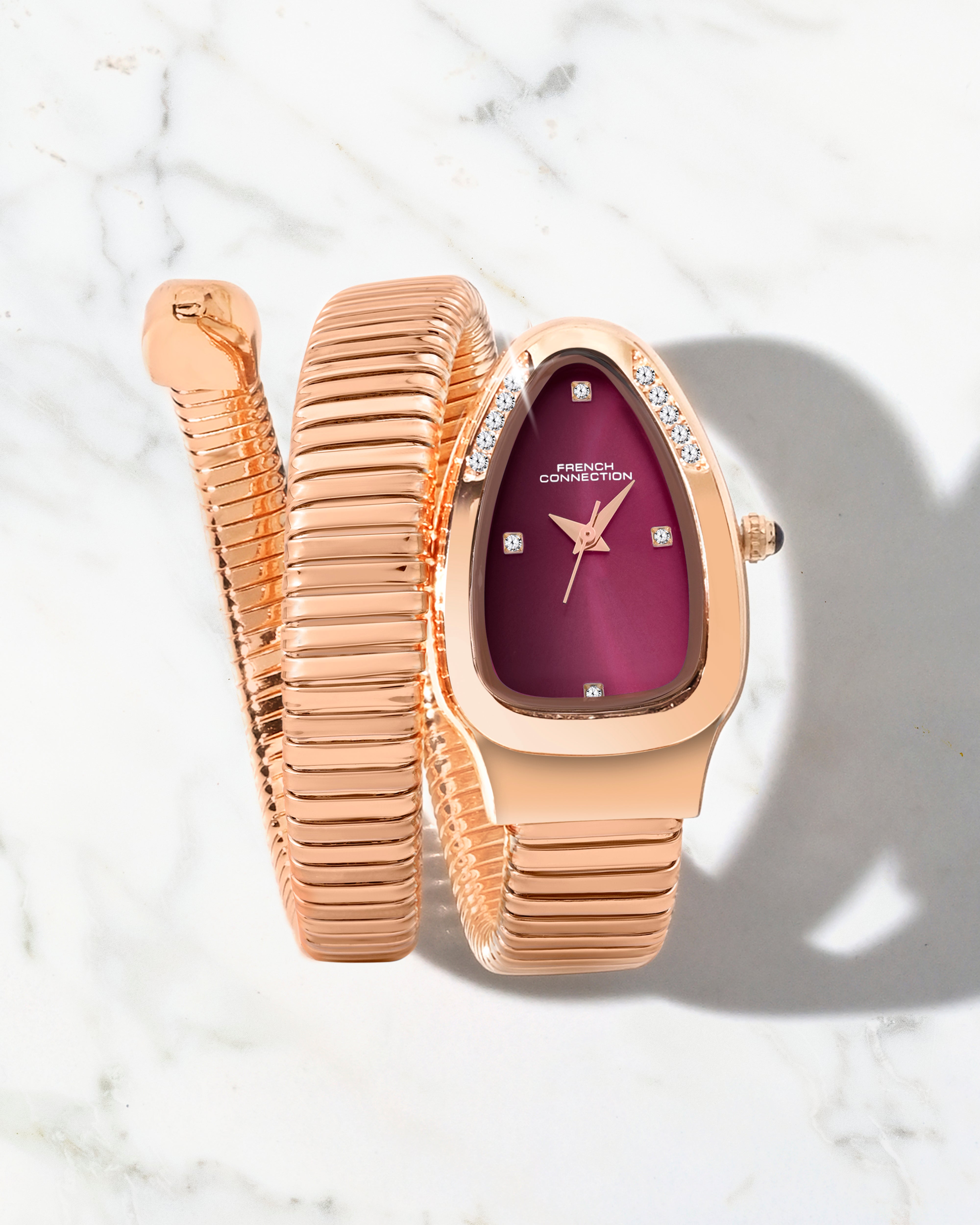 The Mystic Curve 2.0 Women’s Wrap Around Strap Analogue Watch | Rose Gold Embellished Oval Dial Trendy Watch - FCN0132RGM