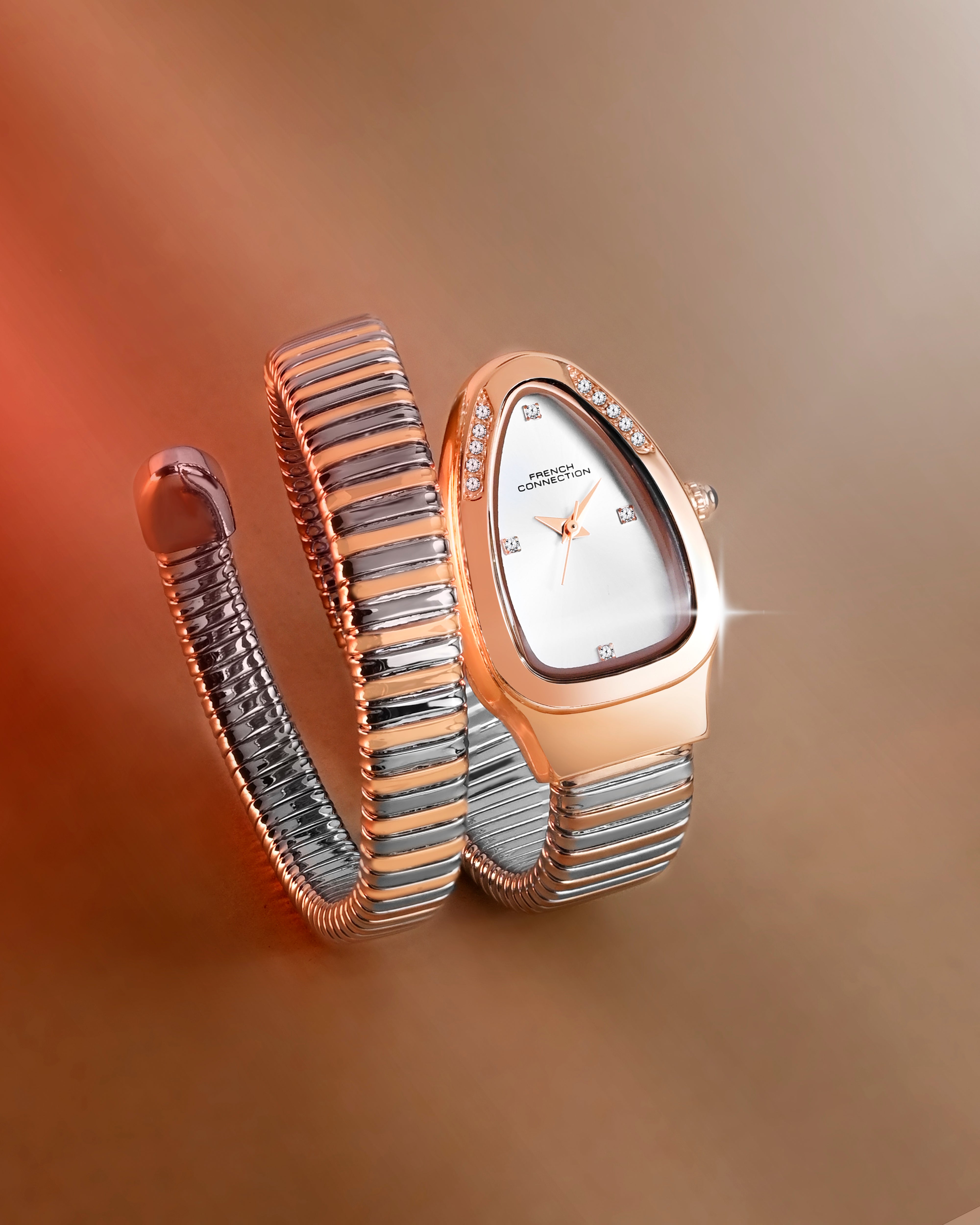 The Mystic Curve 2.0 Women’s Wrap Around Strap Analogue Watch | Silver Printed Oval Dial Trendy Watch - FCN0132SRTM