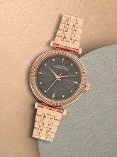 French Connection Textured Coffee Round Dial With Rose Stainless Steel  Strap Watch - For Womens FCN0133RGM