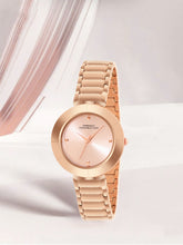 French Connection Sunray Rosegold Round Dial With  Gold Stainless Steel  Strap Watch - For Womens FCN0136RGM