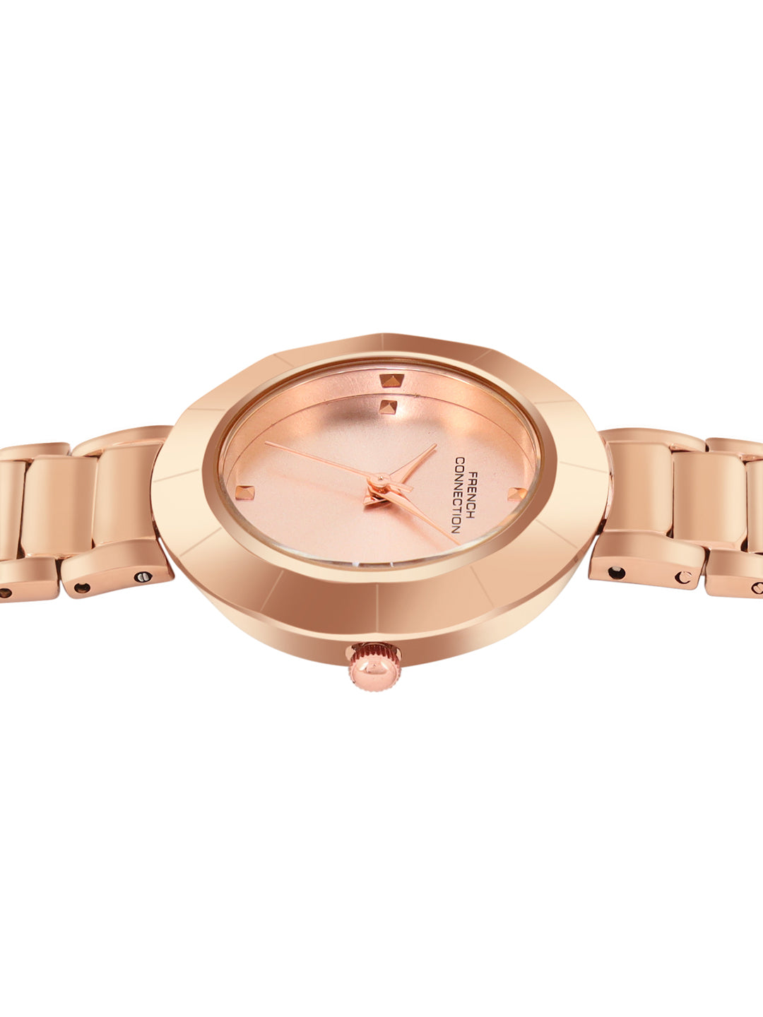 French Connection Sunray Rosegold Round Dial With  Gold Stainless Steel  Strap Watch - For Womens FCN0136RGM