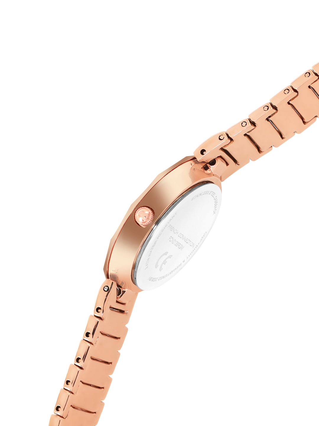 French Connection Sunray Rosegold Round Dial With  Gold Stainless Steel  Strap Watch - For Womens FCN0136RGM