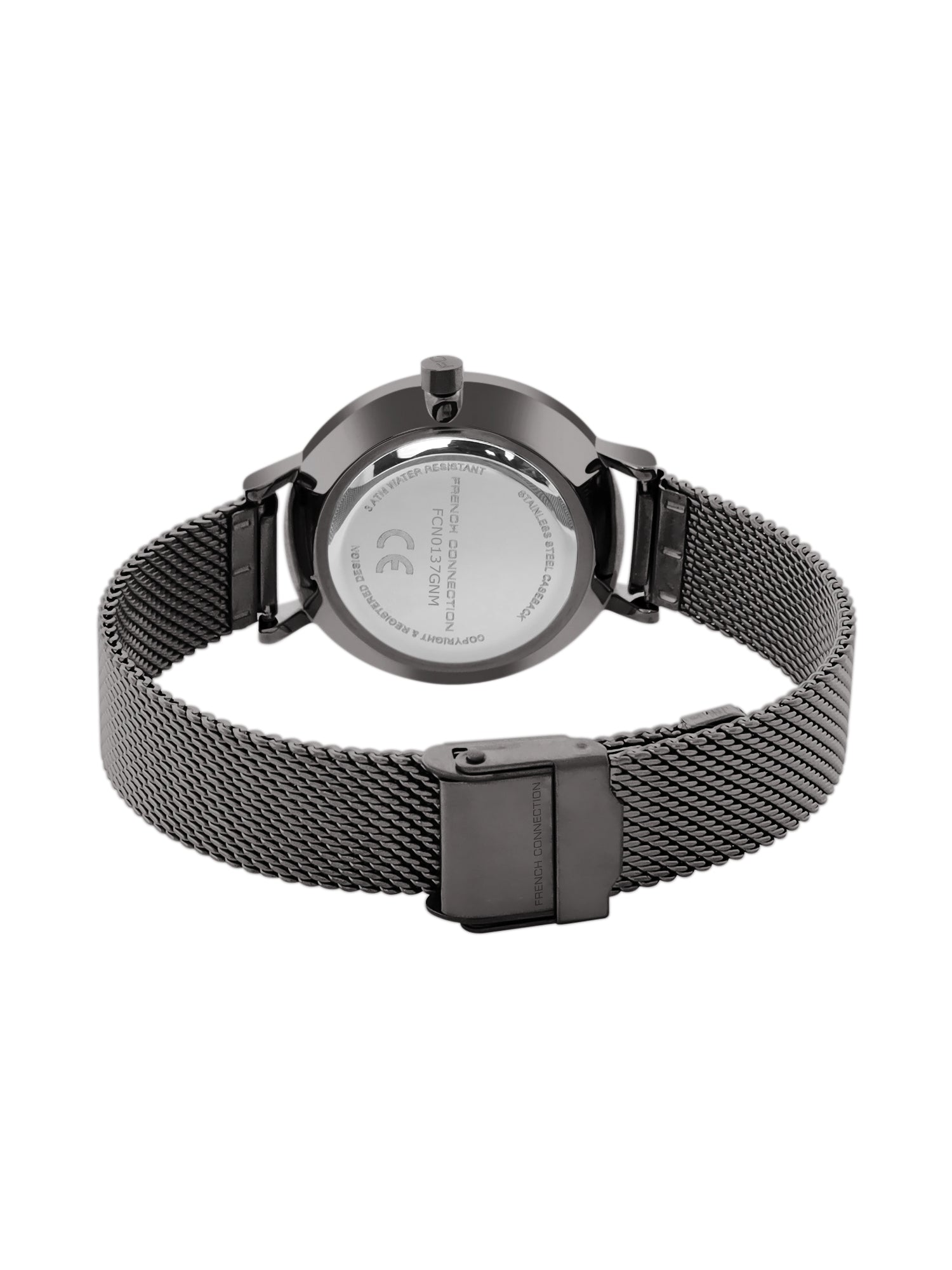 French Connection Sunray Purple Round Dial With Gun Stainless Steel Strap Watch - For Womens FCN0137GNM
