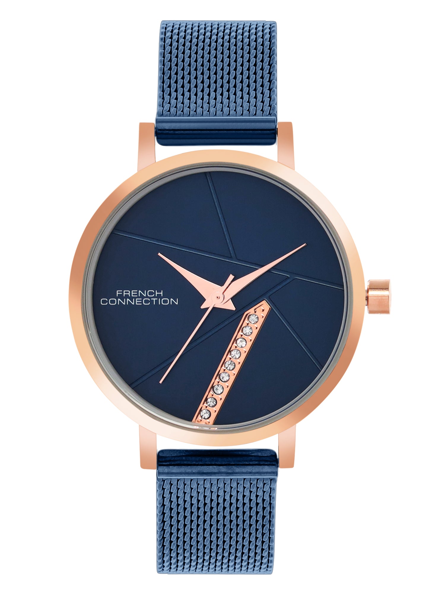 French Connection Sunray Blue Round Dial With Blue Stainless Steel Strap Watch - For Womens FCN0137UM