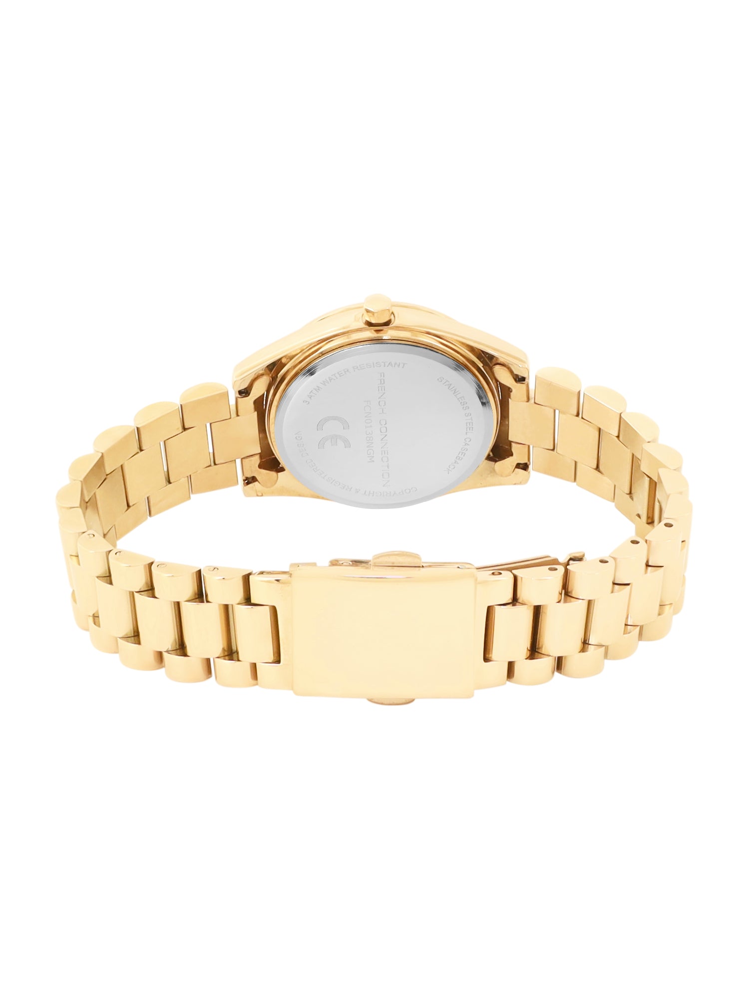 French Connection Sunray Green Round Dial With Gold Stainless Steel Strap Watch - For Womens FCN0138NGM