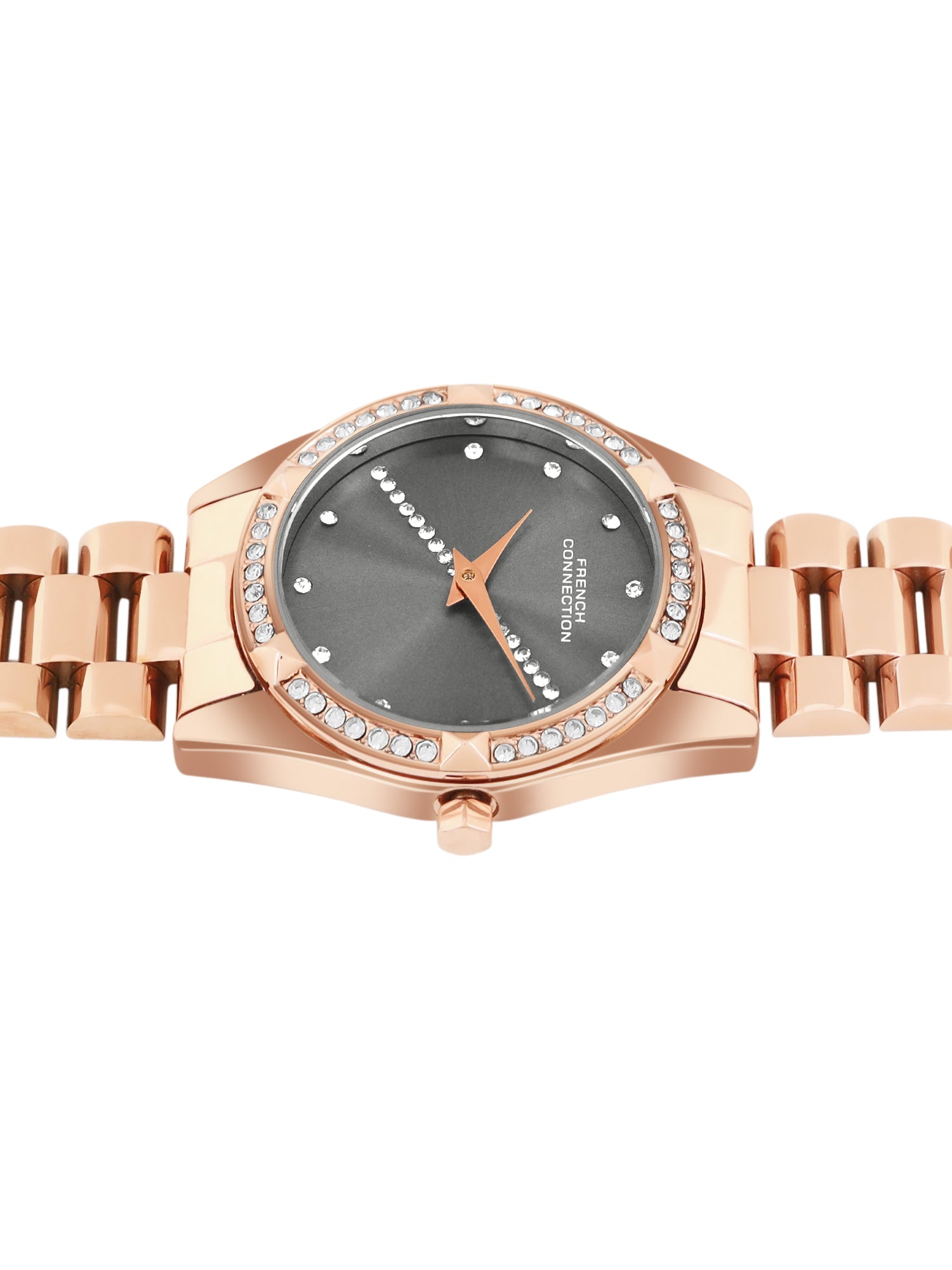 French Connection Sunray Grey Round Dial With Rose Stainless Steel  Strap Watch - For Womens FCN0138RGM