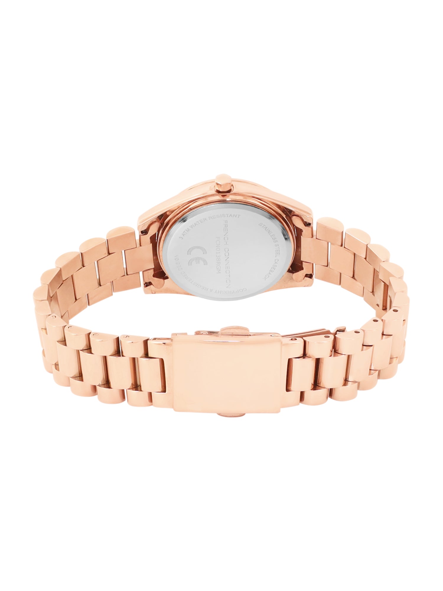 French Connection Sunray Grey Round Dial With Rose Stainless Steel  Strap Watch - For Womens FCN0138RGM