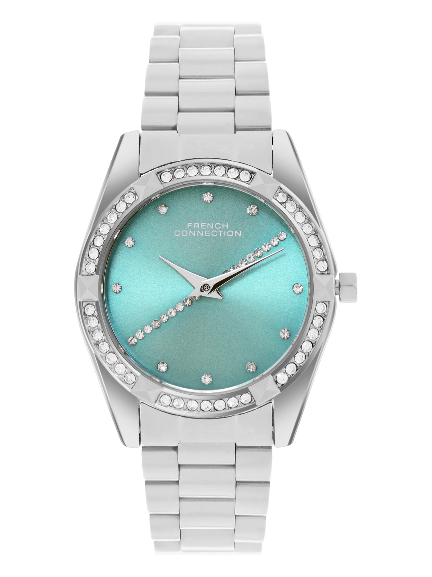 French Connection Sunray Sea Green Round Dial With Stainless Steel Strap Watch - For Womens FCN0138SM