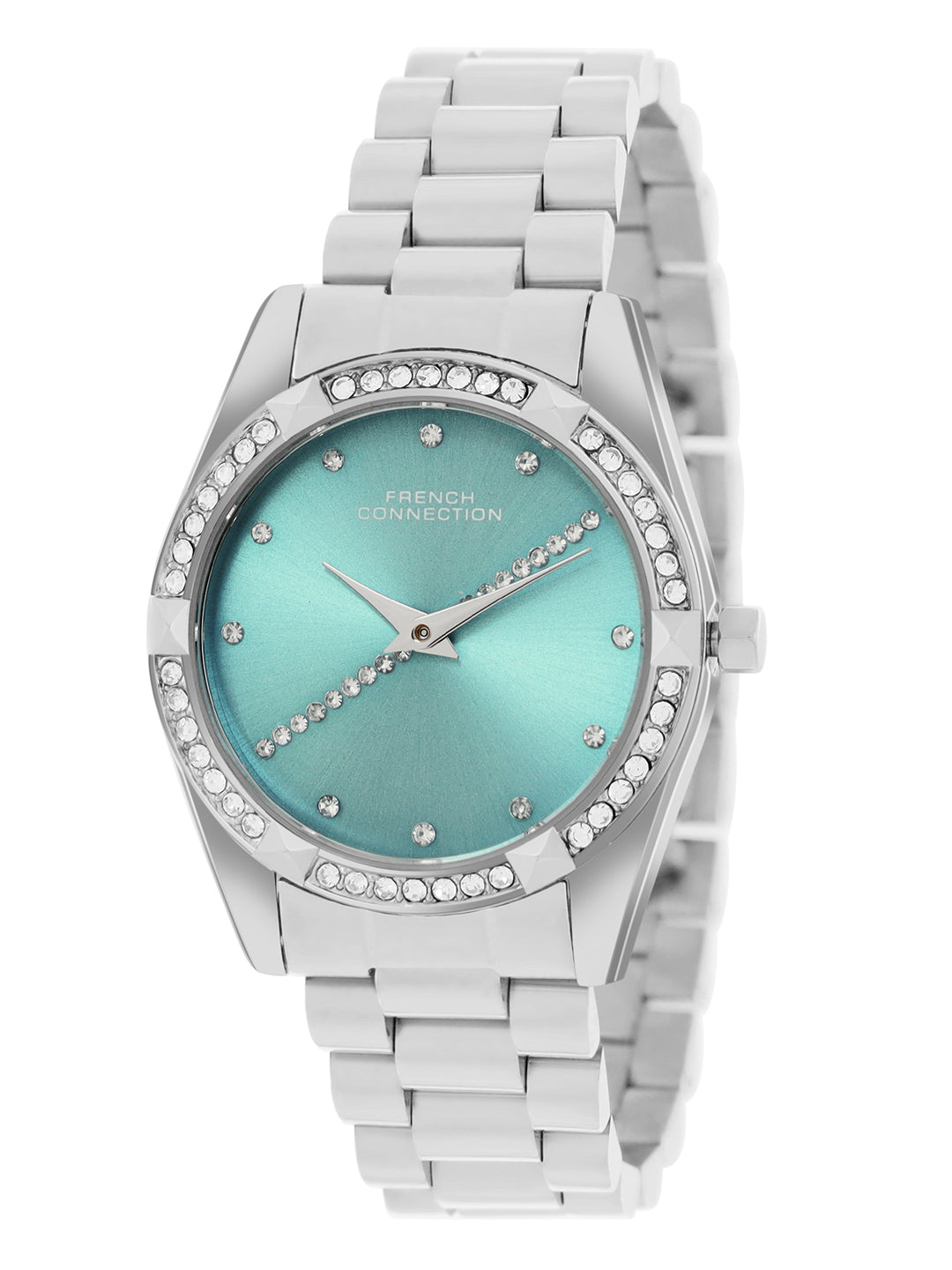 French Connection Sunray Sea Green Round Dial With Stainless Steel  Strap Watch - For Womens FCN0138SM