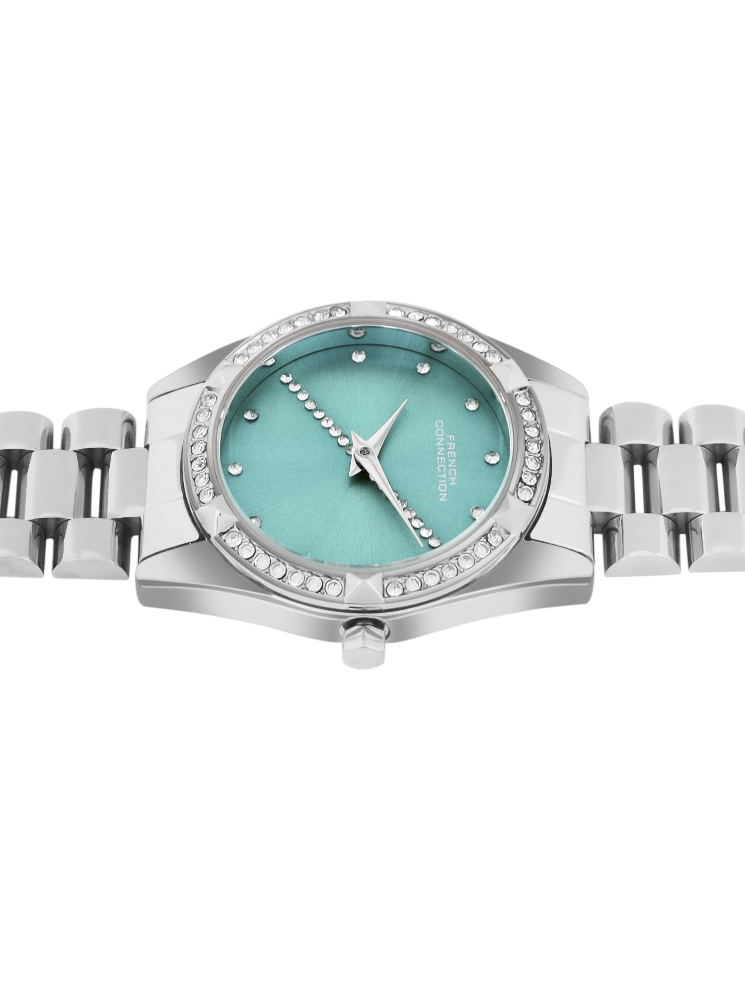 French Connection Sunray Sea Green Round Dial With Stainless Steel Strap Watch - For Womens FCN0138SM
