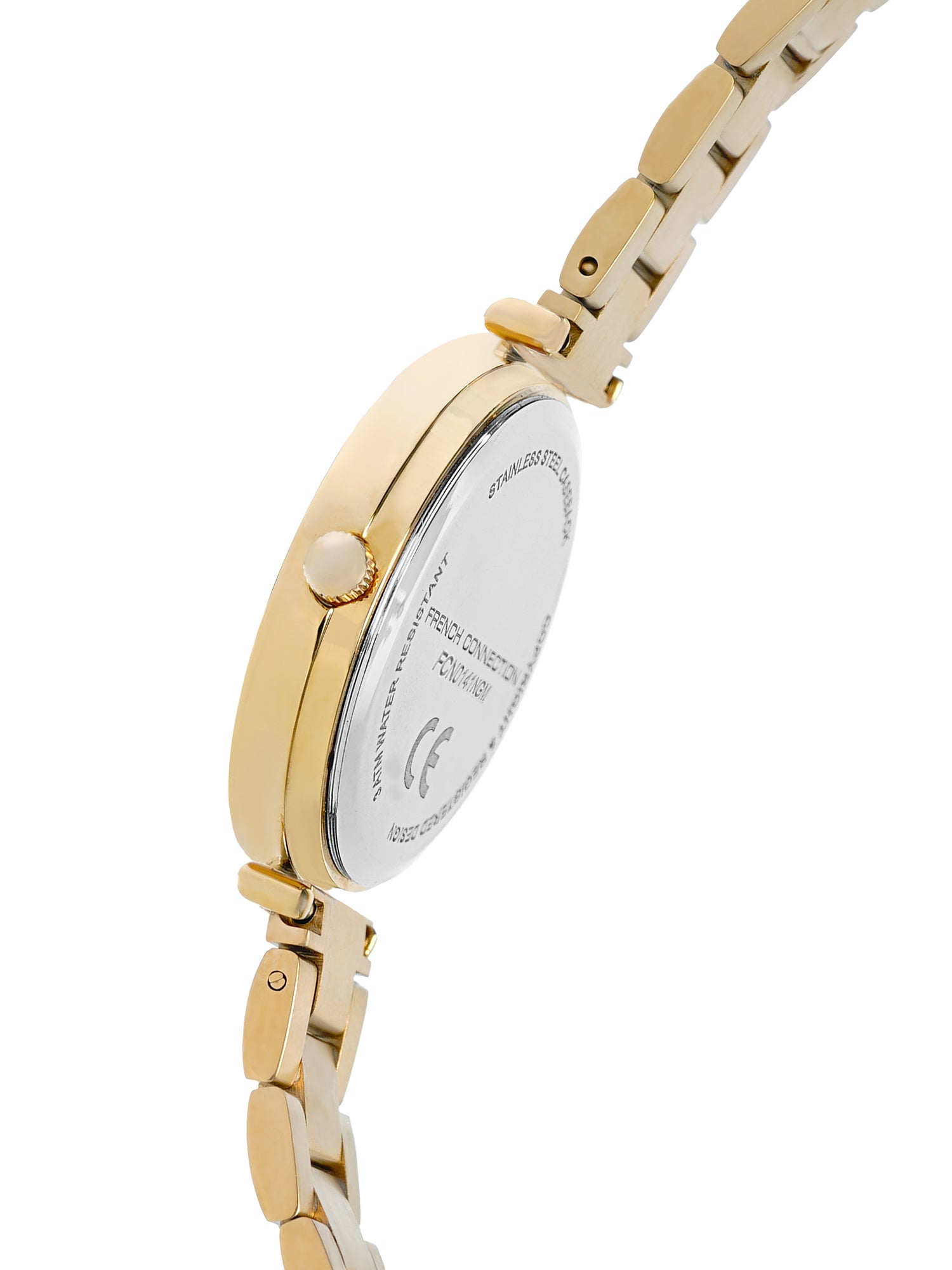 French Connection Mop Green Round Dial With Gold Stainless Steel Strap Watch - For Womens FCN0141NGM
