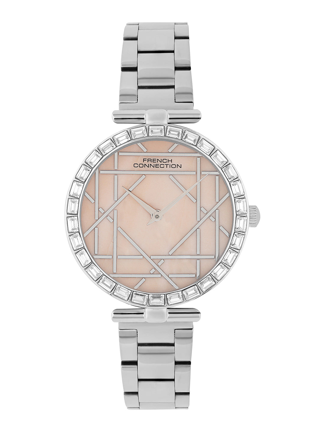 French Connection Mop Light Pink Round Dial With Stainless Steel Strap Watch - For Womens FCN0141SM