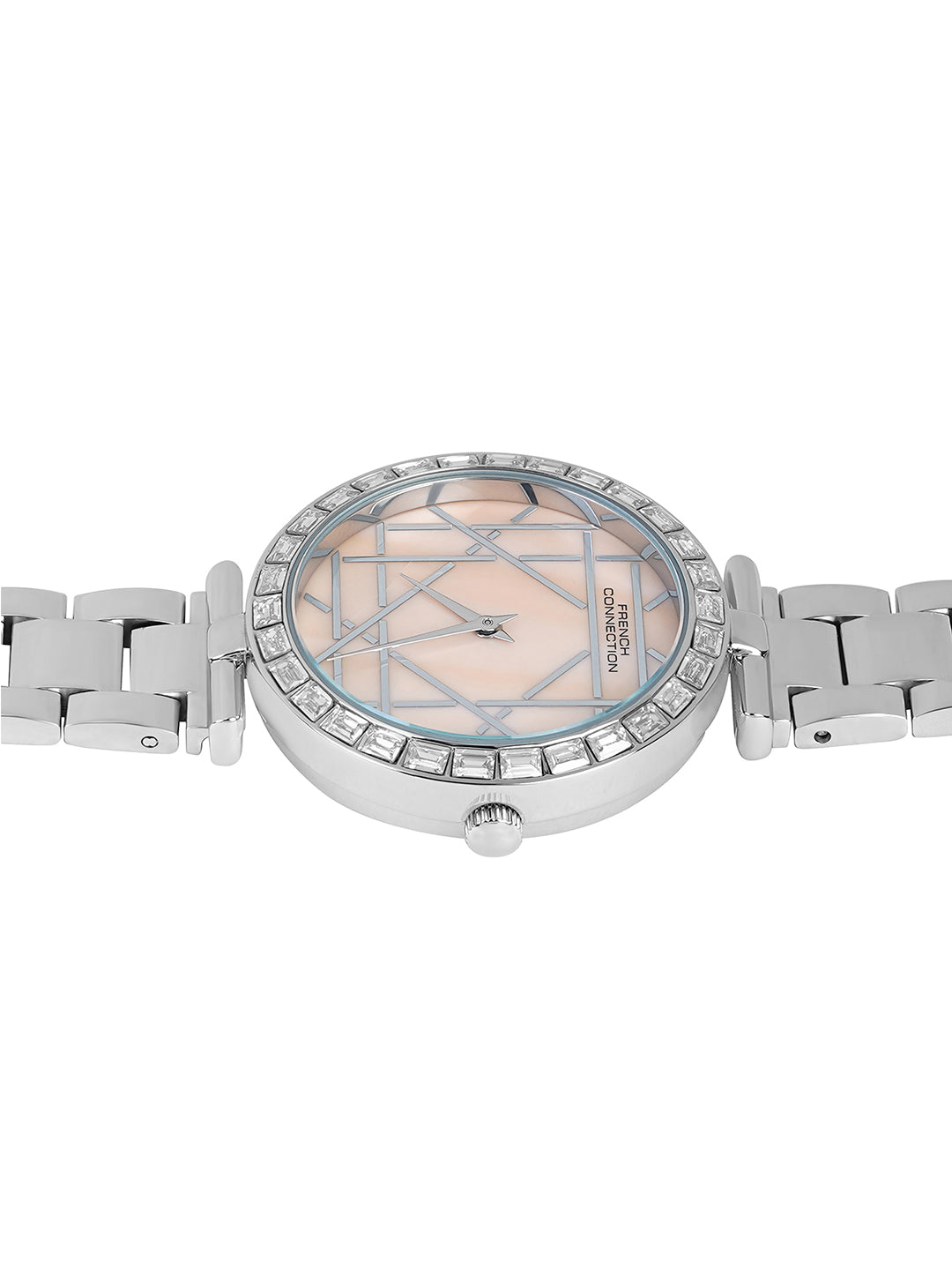 French Connection Mop Light Pink Round Dial With Stainless Steel Strap Watch - For Womens FCN0141SM
