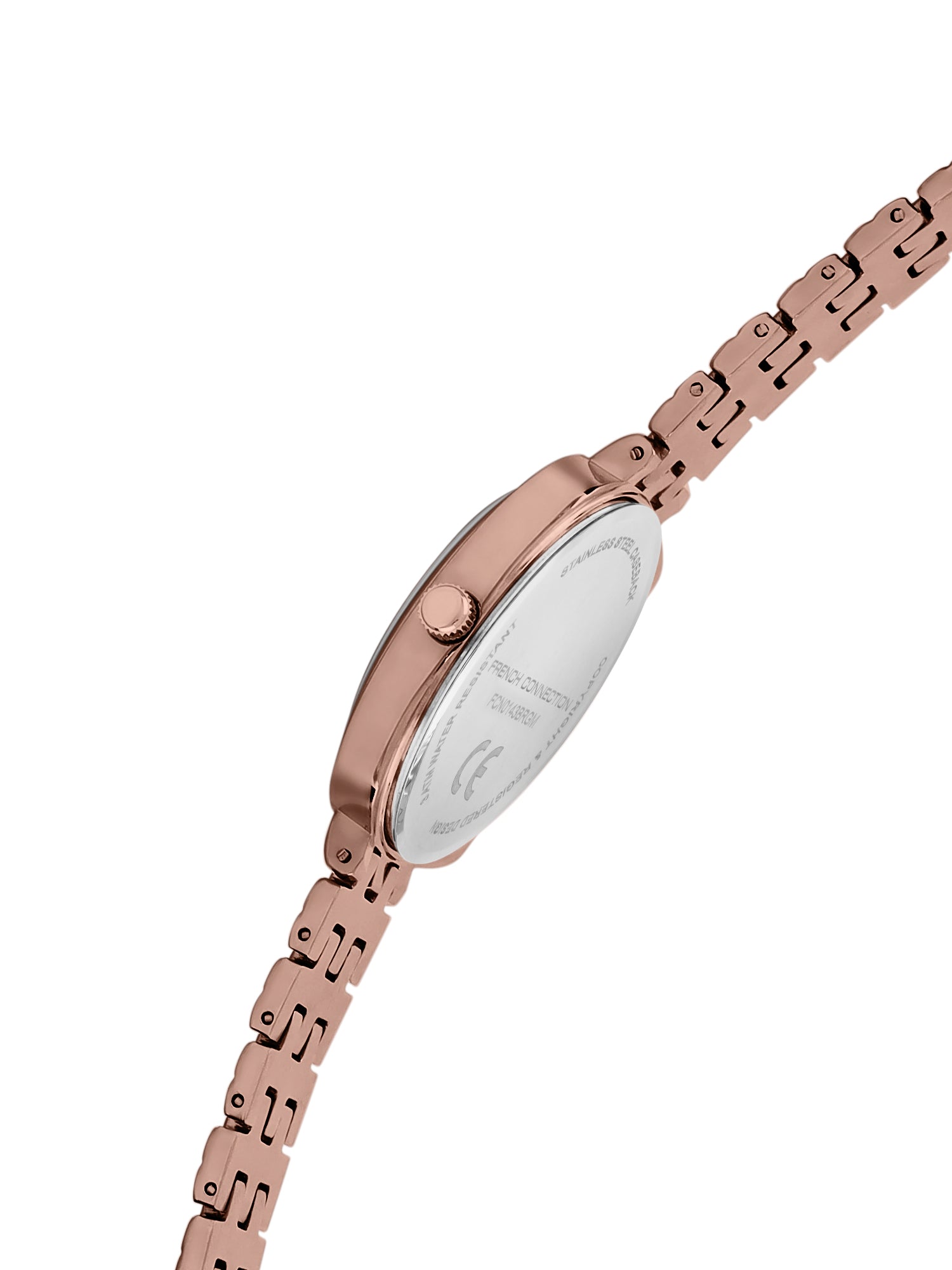 French Connection Textured Brown Square Dial With Brown Stainless Steel Strap Watch - For Womens FCN0143BRGM
