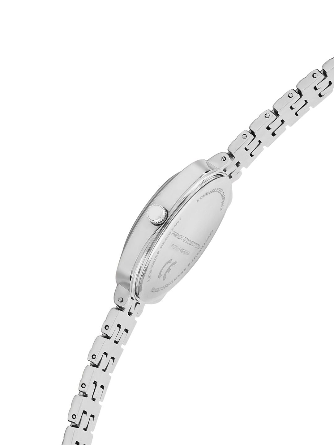 French Connection Textured Black Square Dial With Stainless Steel Strap Watch - For Womens FCN0143BSM