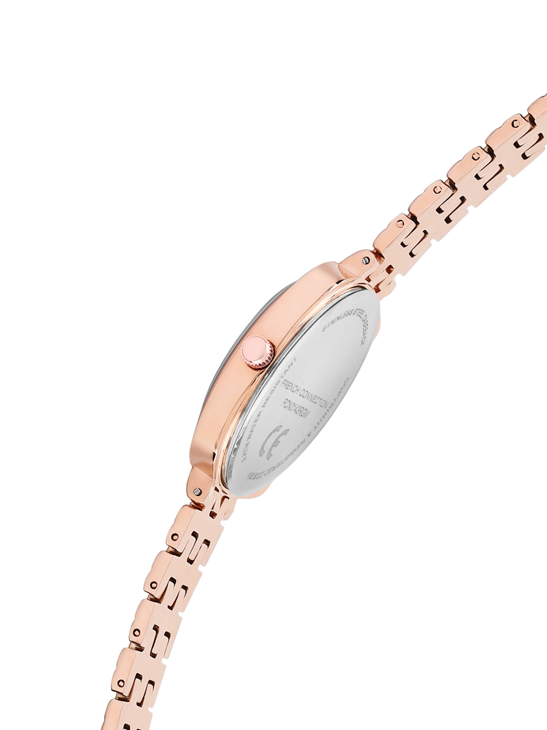 French Connection Textured Grey Square Dial With Rose Stainless Steel Strap Watch - For Womens FCN0143RGM