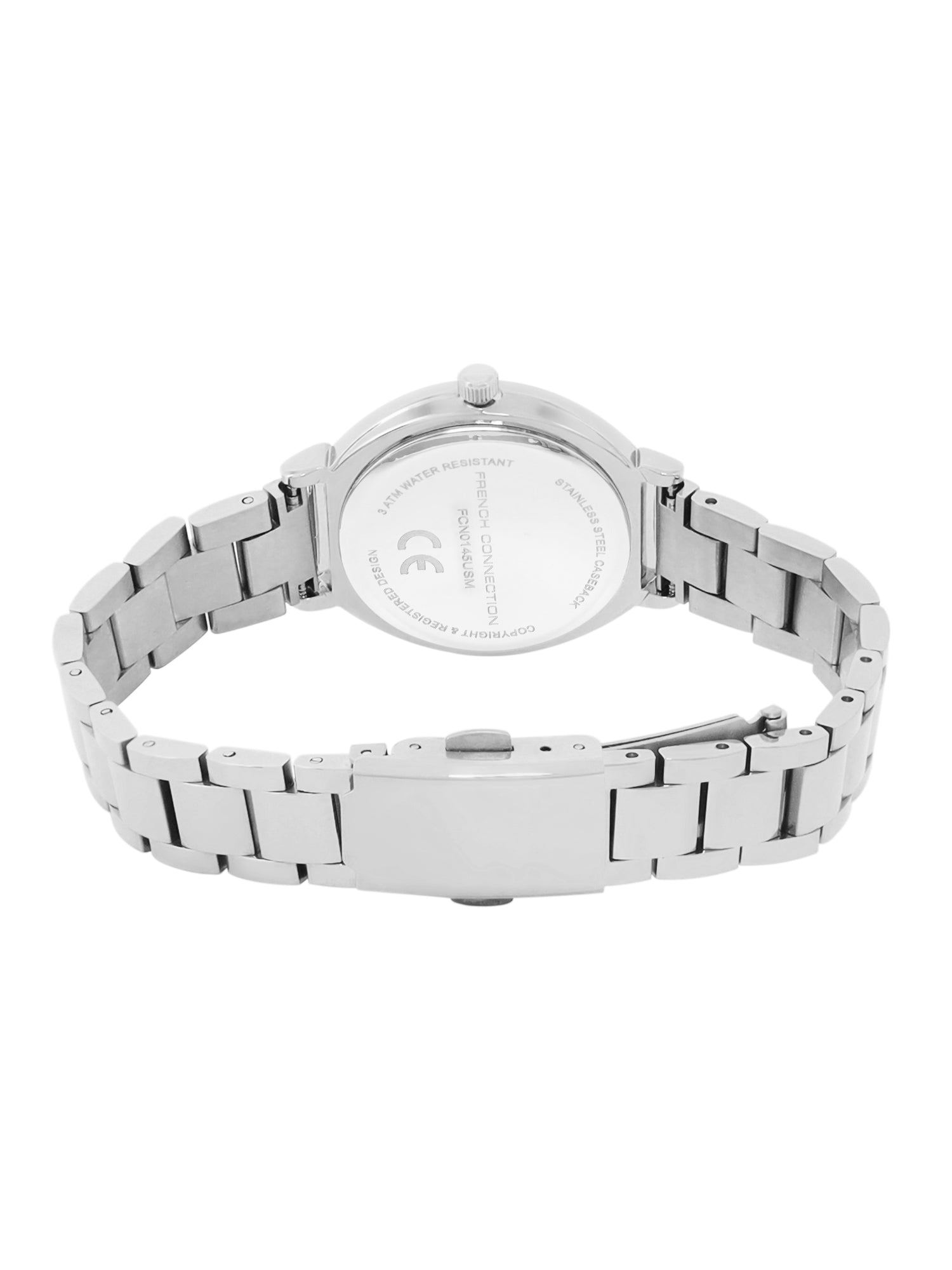 French Connection Textured Blue Round Dial With Stainless Steel Strap Watch - For Womens FCN0145USM