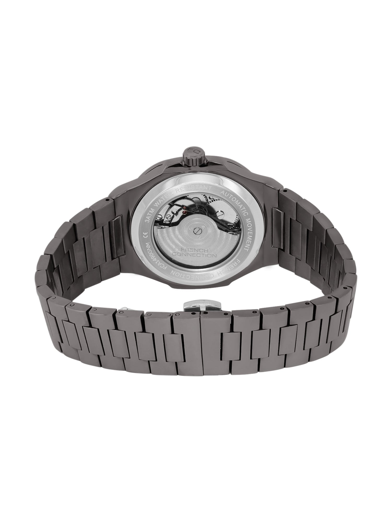 French Connection Men Skeleton Dial & Bracelet Style Straps Automatic Watch- FCN0149GNM