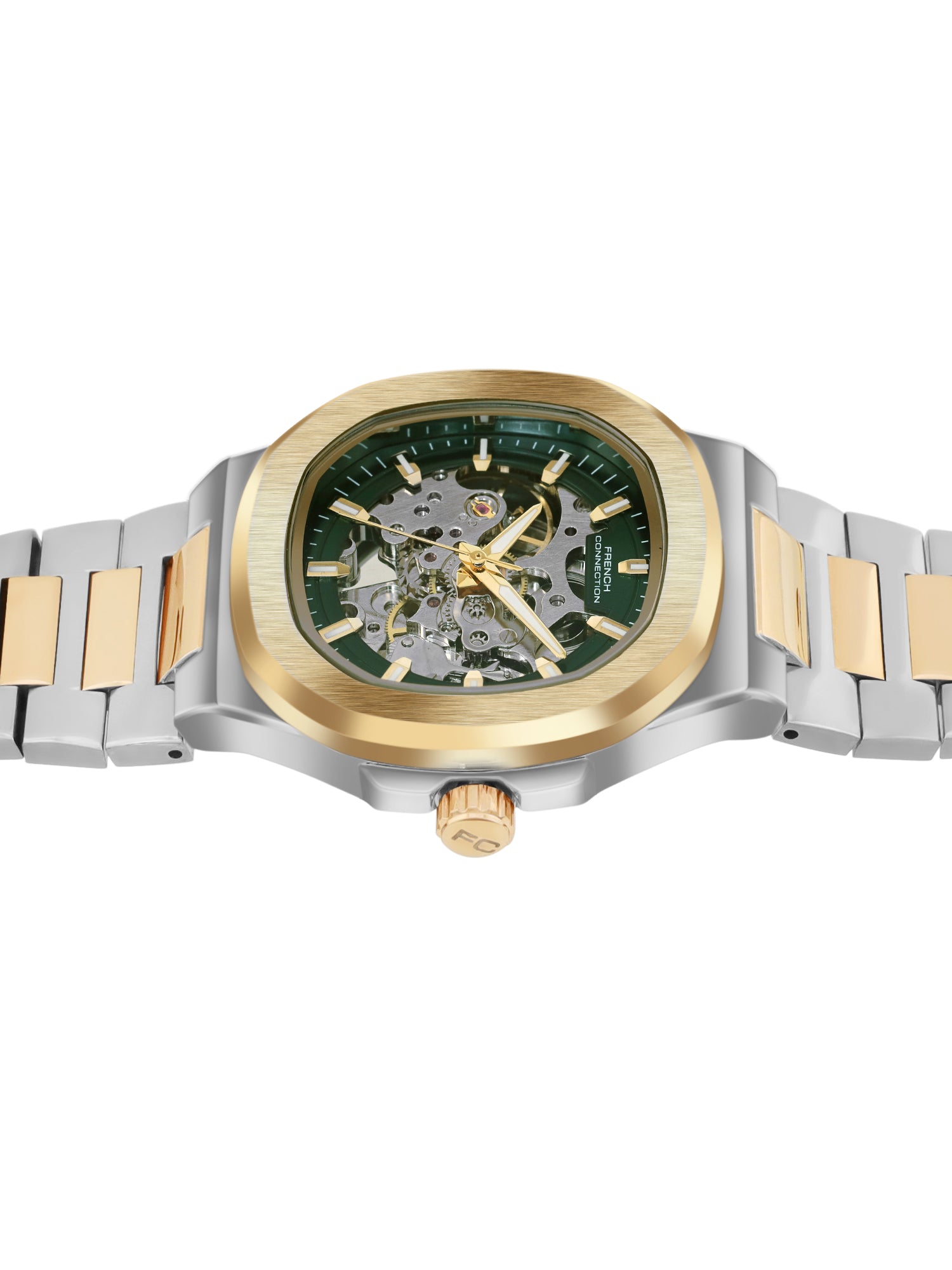 French Connection Men Skeleton Dial & Bracelet Style Straps Automatic Watch- FCN0149NTM