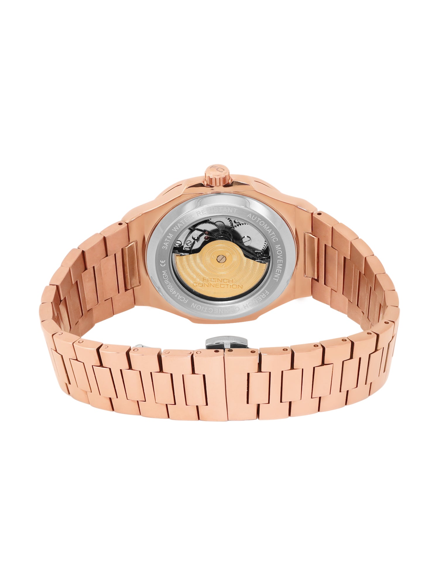 French Connection Men Skeleton Dial & Bracelet Style Straps Automatic Watch- FCN0149URGM