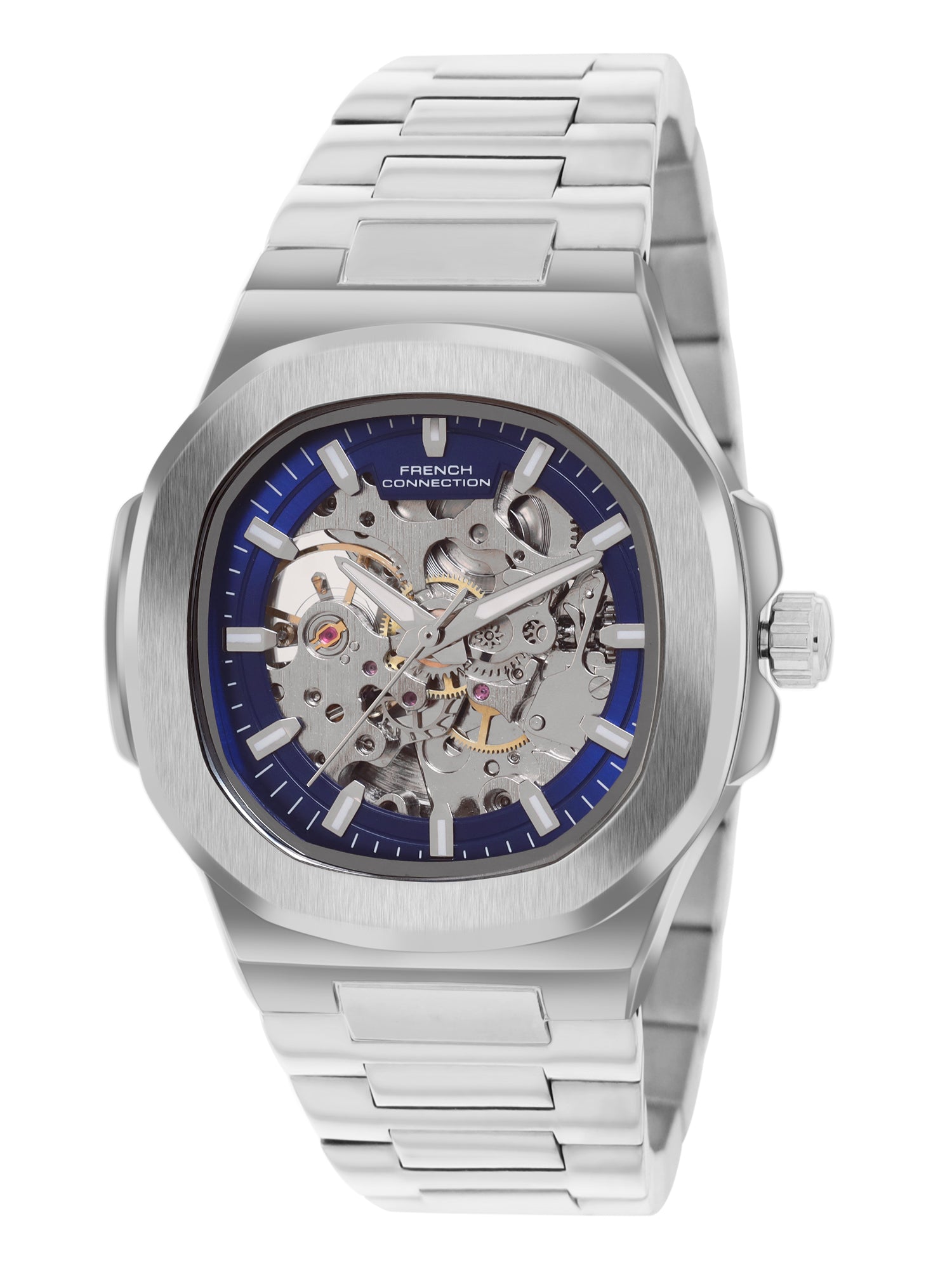 French Connection Men Skeleton Dial & Bracelet Style Straps Automatic Watch- FCN0149USM