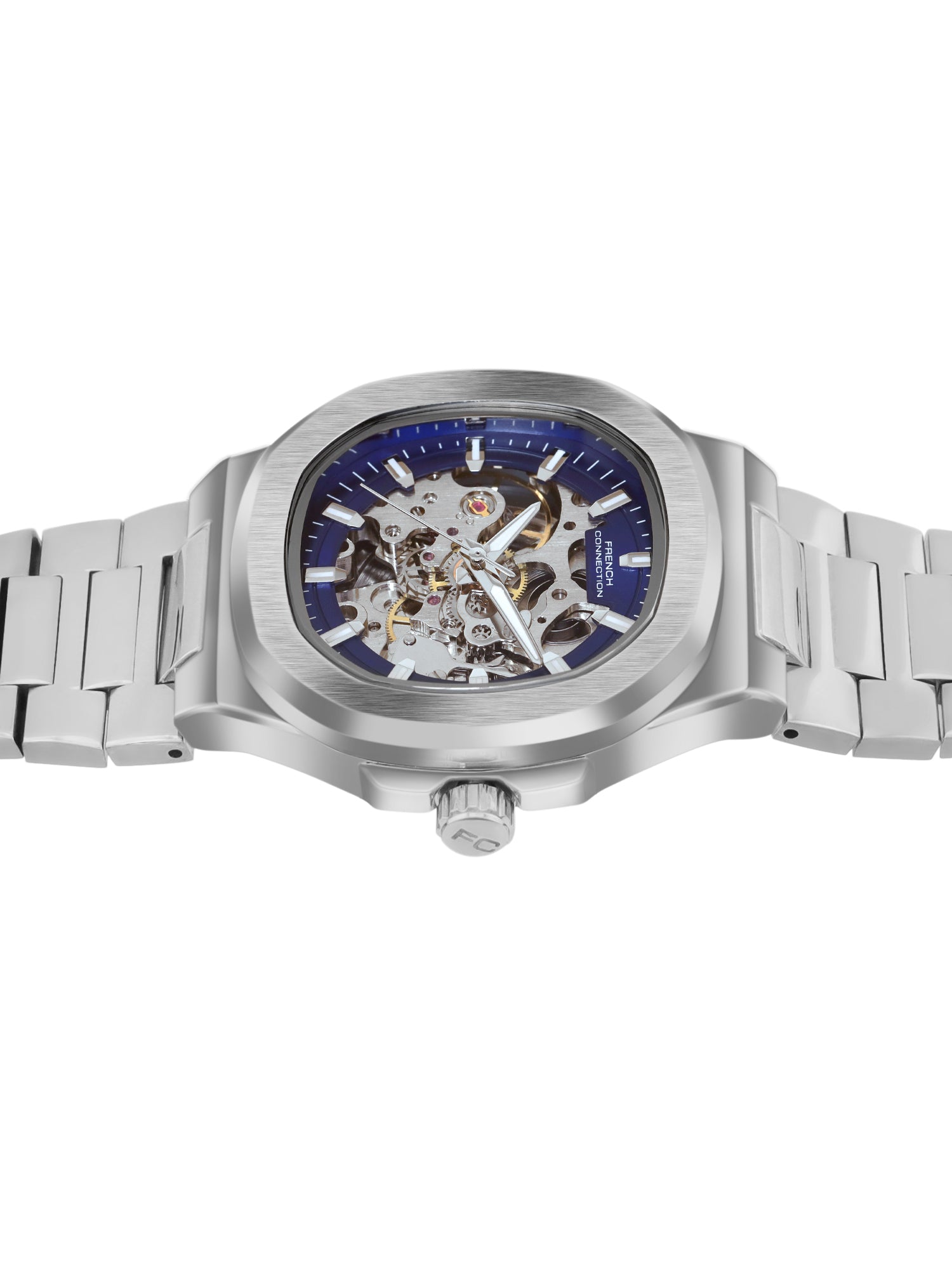 French Connection Men Skeleton Dial & Bracelet Style Straps Automatic Watch- FCN0149USM