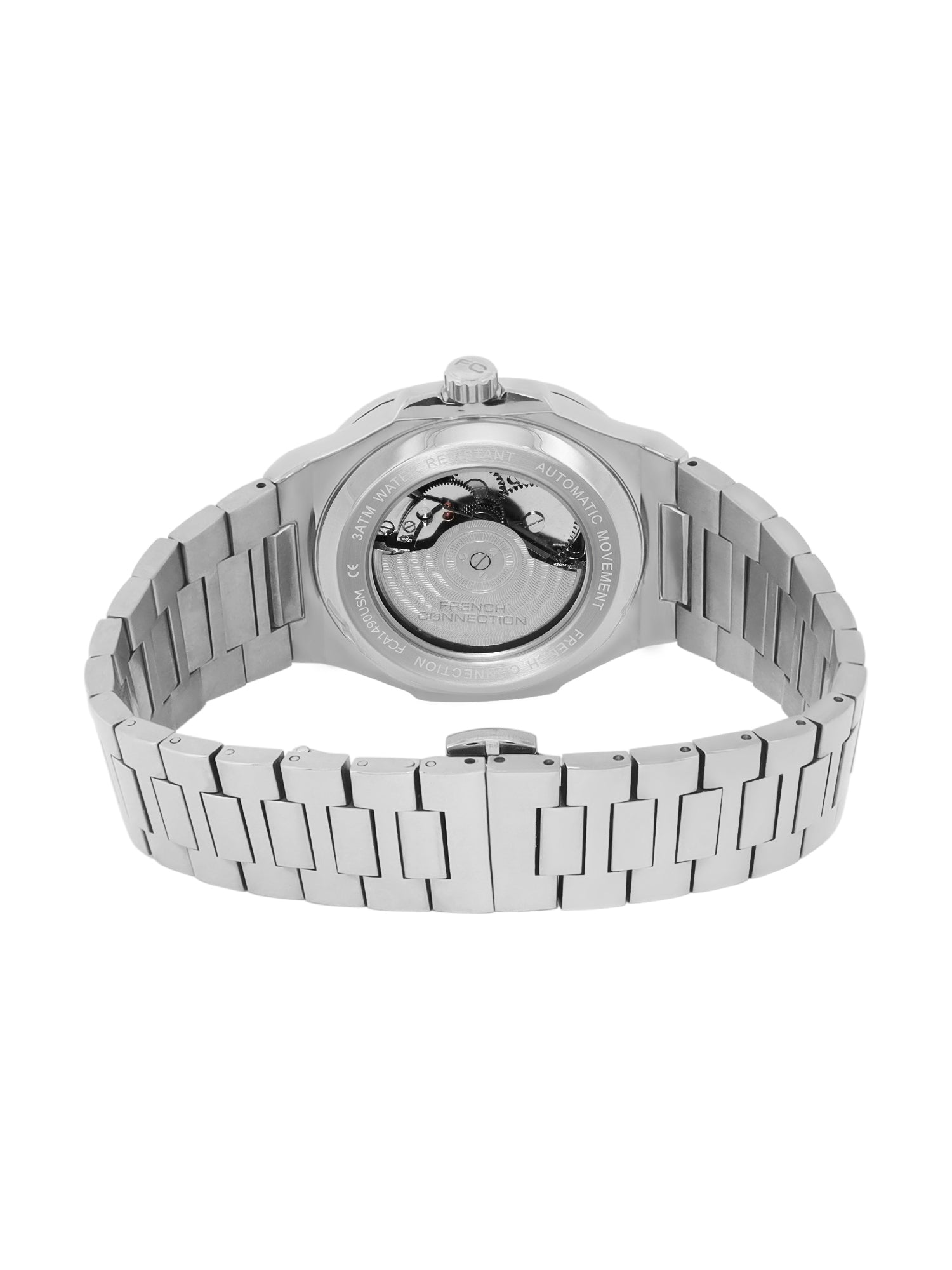 French Connection Men Skeleton Dial & Bracelet Style Straps Automatic Watch- FCN0149USM