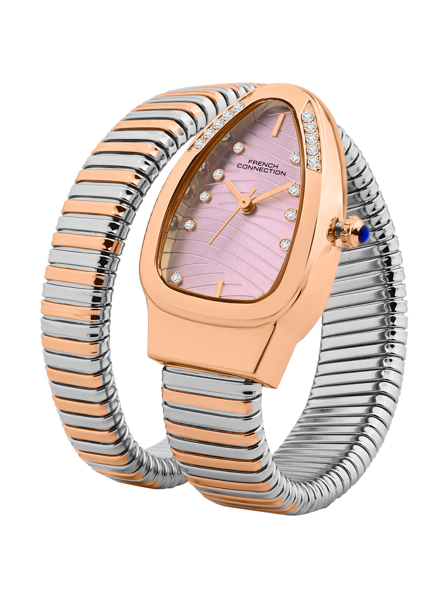 French Connection Women Snake-Shaped Wrap Around Analogue Watch FCN0189RTM - Rose Gold Tone