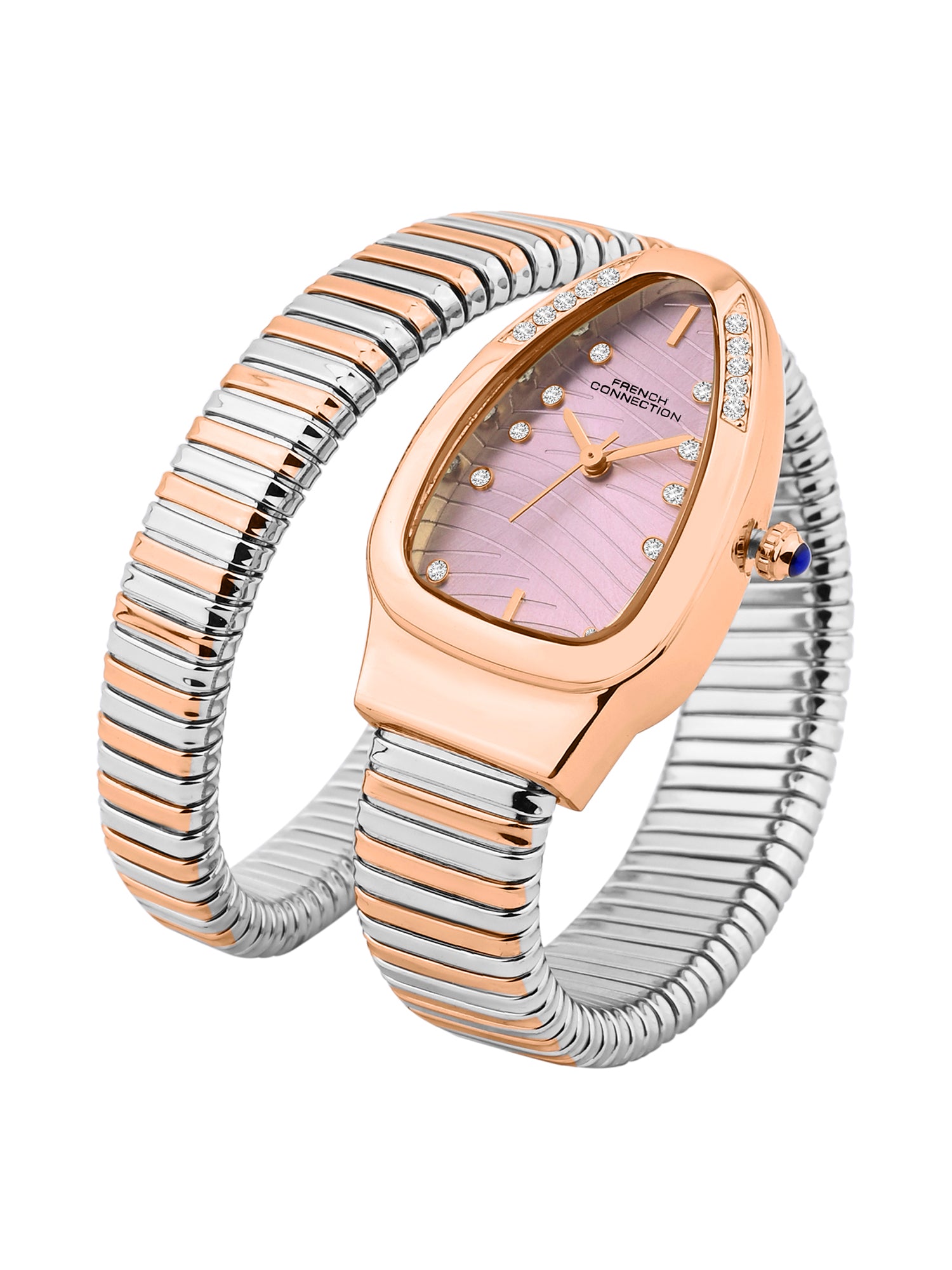 French Connection Women Snake-Shaped Wrap Around Analogue Watch FCN0189RTM - Rose Gold Tone