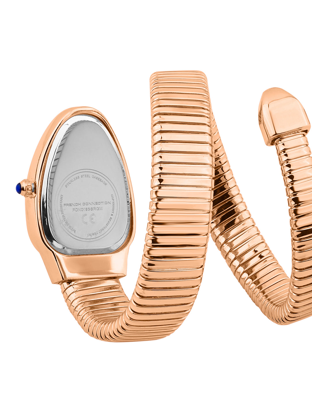 French Connection Women Snake-Shaped Wrap Around Analogue Watch FCN0189SRGM - Silver & Rose Gold