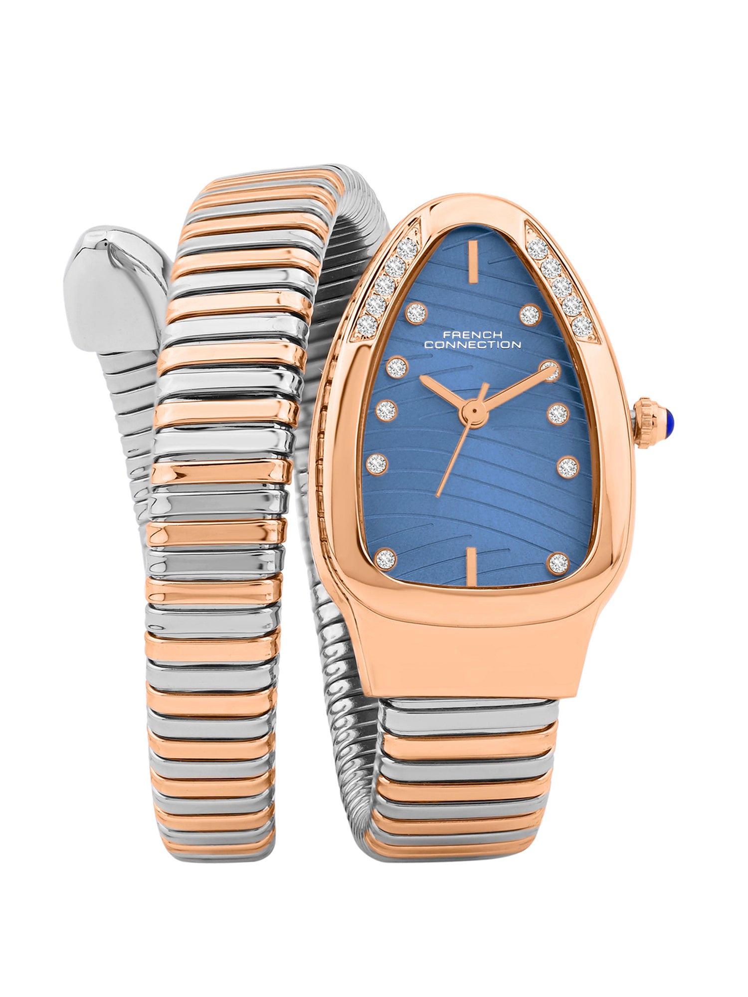 French Connection Women Snake-Shaped Wrap Around Analogue Watch FCN0189URTM - Rose Gold Two-Tone