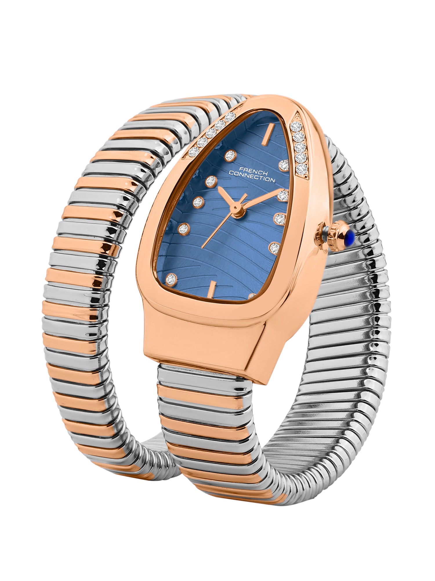 French Connection Women Snake-Shaped Wrap Around Analogue Watch FCN0189URTM - Rose Gold Two-Tone