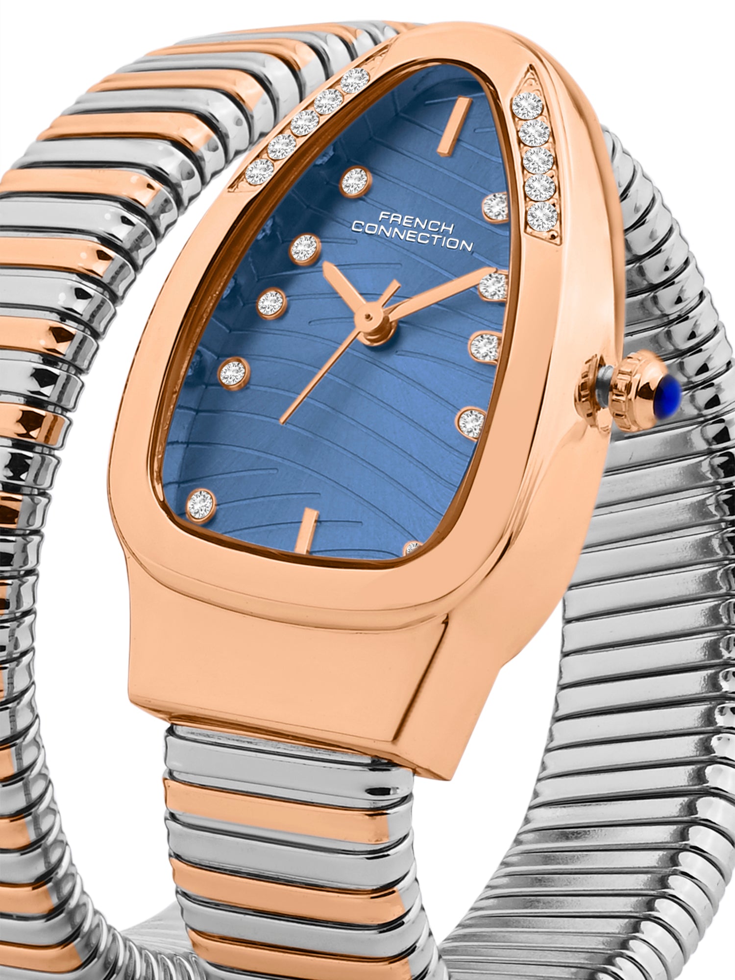 French Connection Women Snake-Shaped Wrap Around Analogue Watch FCN0189URTM - Rose Gold Two-Tone