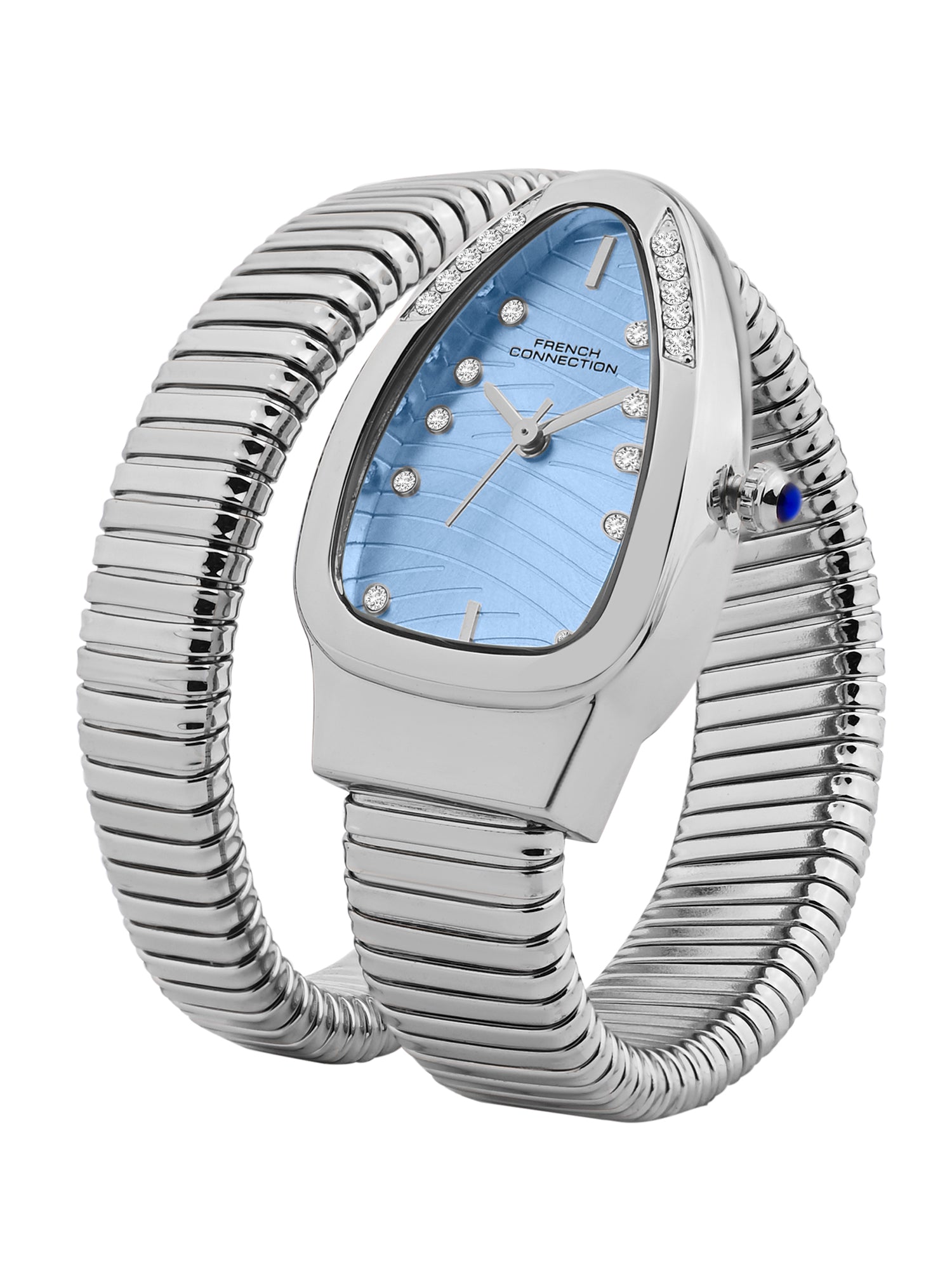 French Connection Women Snake-Shaped Wrap Around Analogue Watch FCN0189USM - Silver Tone