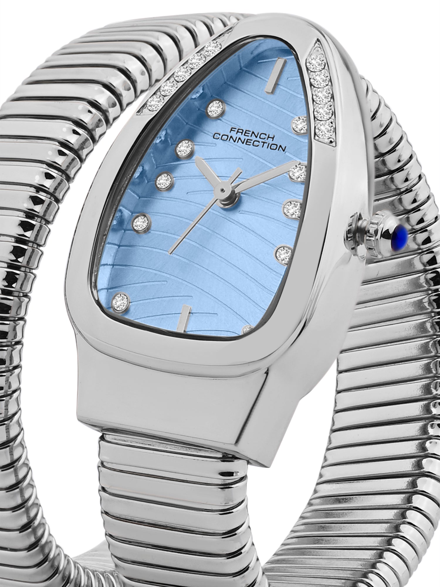 French Connection Women Snake-Shaped Wrap Around Analogue Watch FCN0189USM - Silver Tone