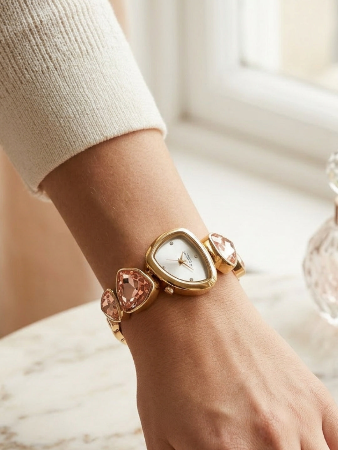 French Connection Asymra Silver Dial with White Strap Womens Analog Watch | FCN0205GM