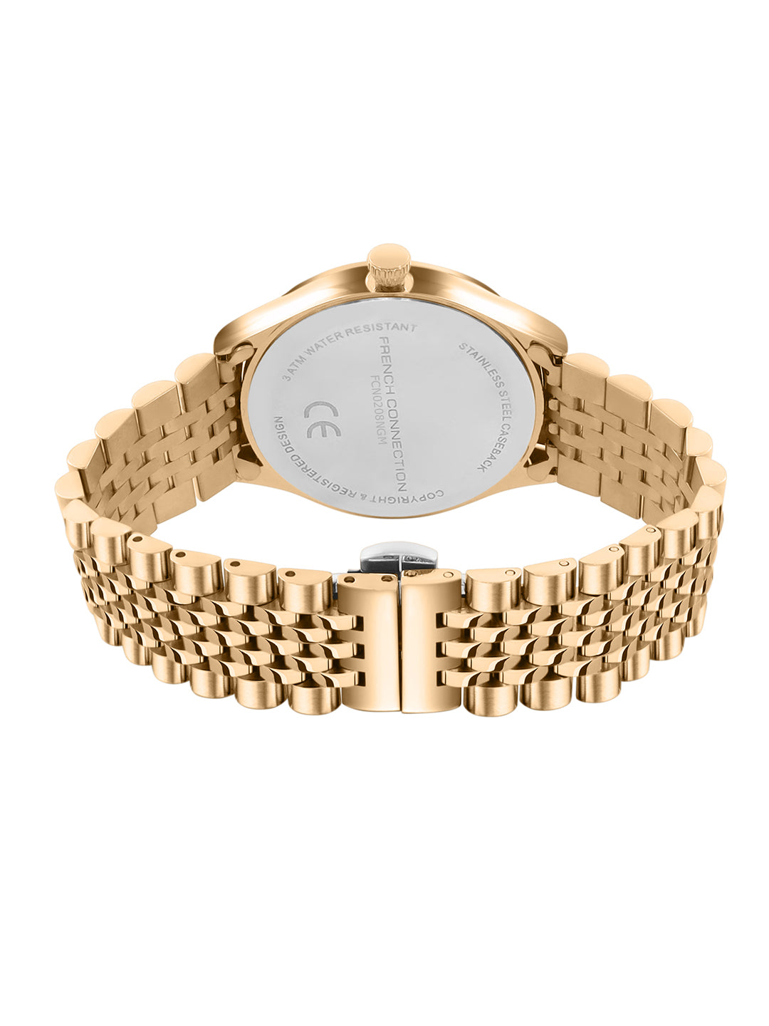 French Connection Heure Noble | Quartz Analog Display | Green Dial | Gold Stainless Steel Strap | Watch for Men - FCN0208NGM