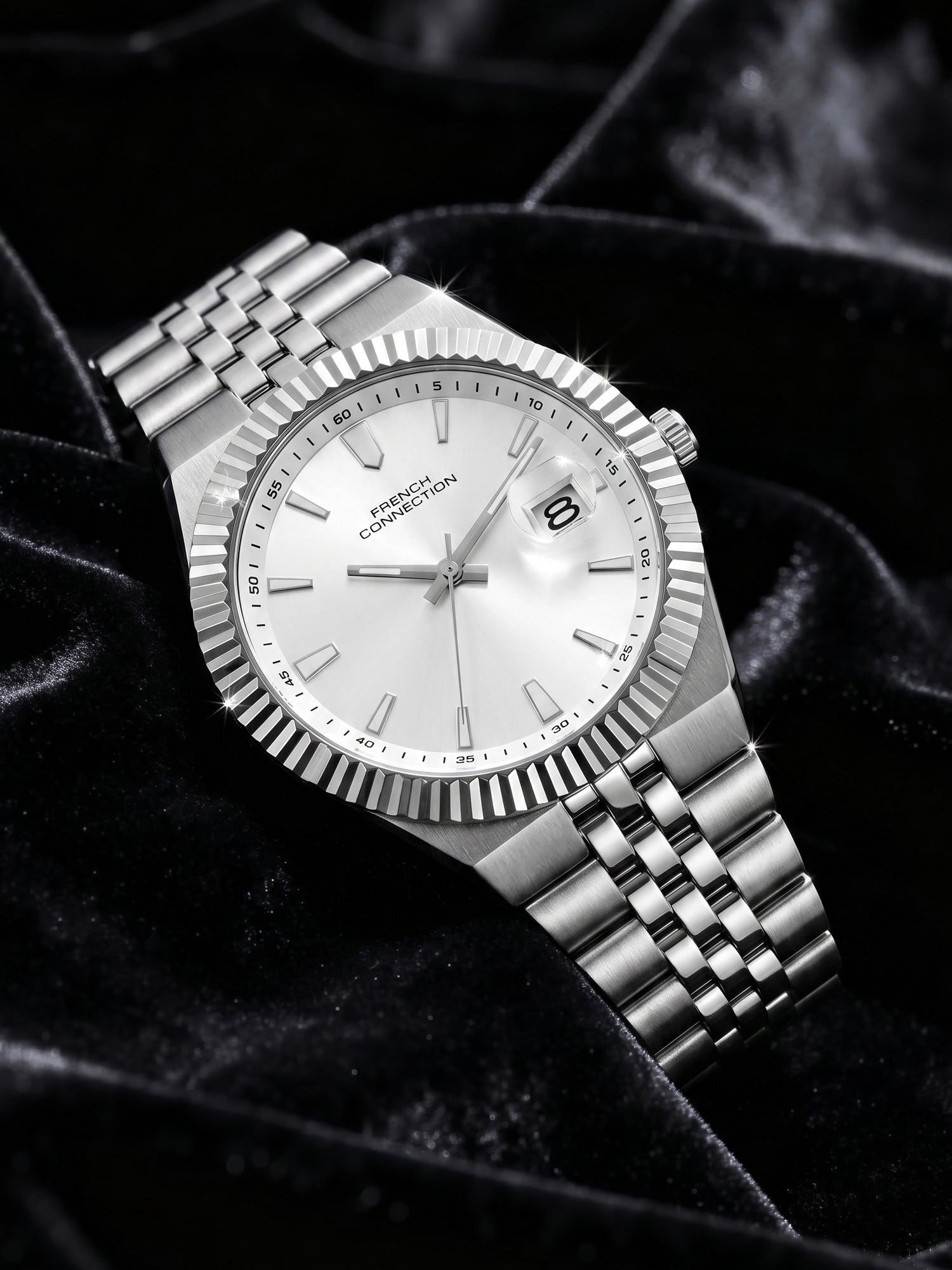 French Connection Jubilaire | Quartz Analog Display | Silver Dial | Silver Stainless Steel Strap | Watch for Men - FCN0209SM