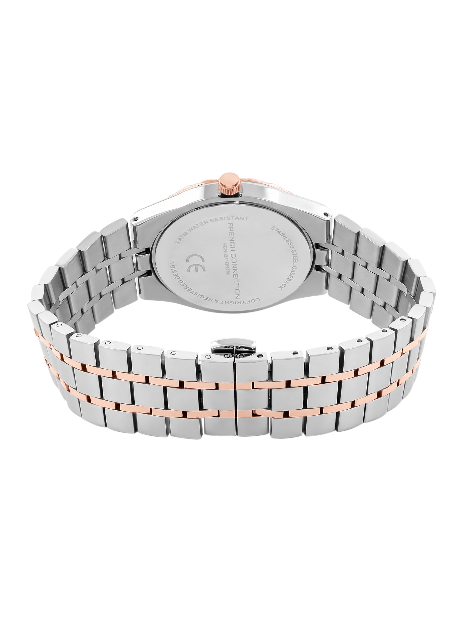 French Connection Courant Classique | Quartz Analog Display | Day Date Display Brown Dial | Two-Tone Stainless Steel Strap | Watch for Men - FCN0211BRTM
