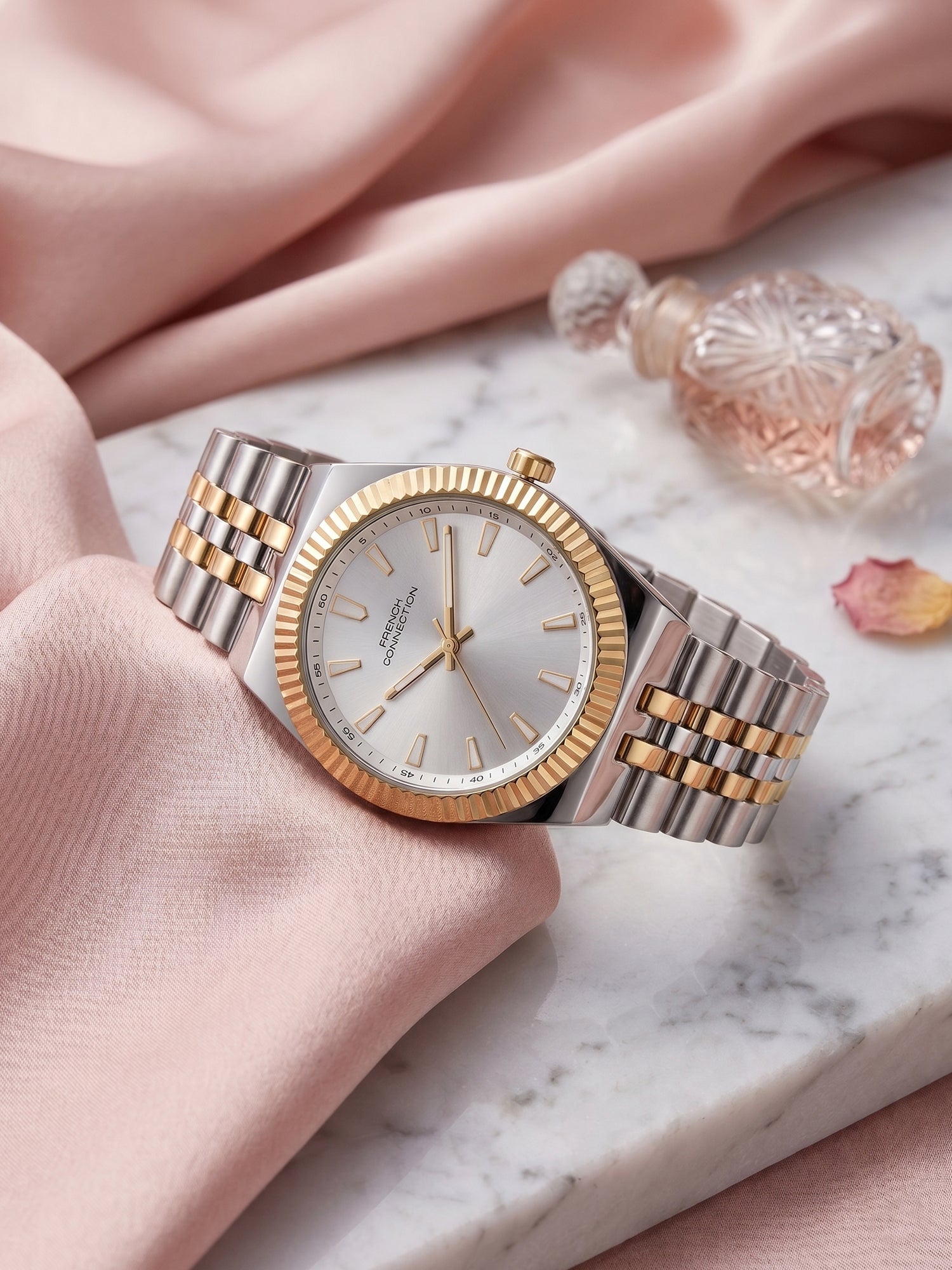 French Connection Flute Ligne | Analog | Green Dial | Stainless Steel Strap | Watch for Women - FCN0212STM
