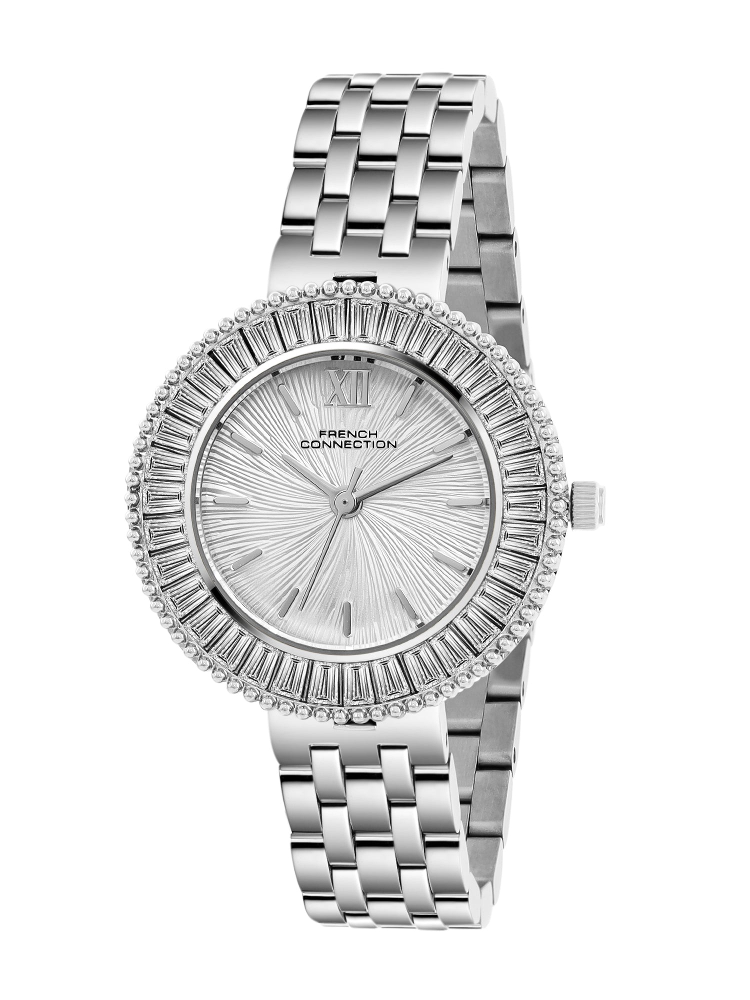 French Connection Couronne Éclat | Quartz Jewellery Bezel | White Dial | Stainless Steel Strap | Watch for Women - FCN0213SM
