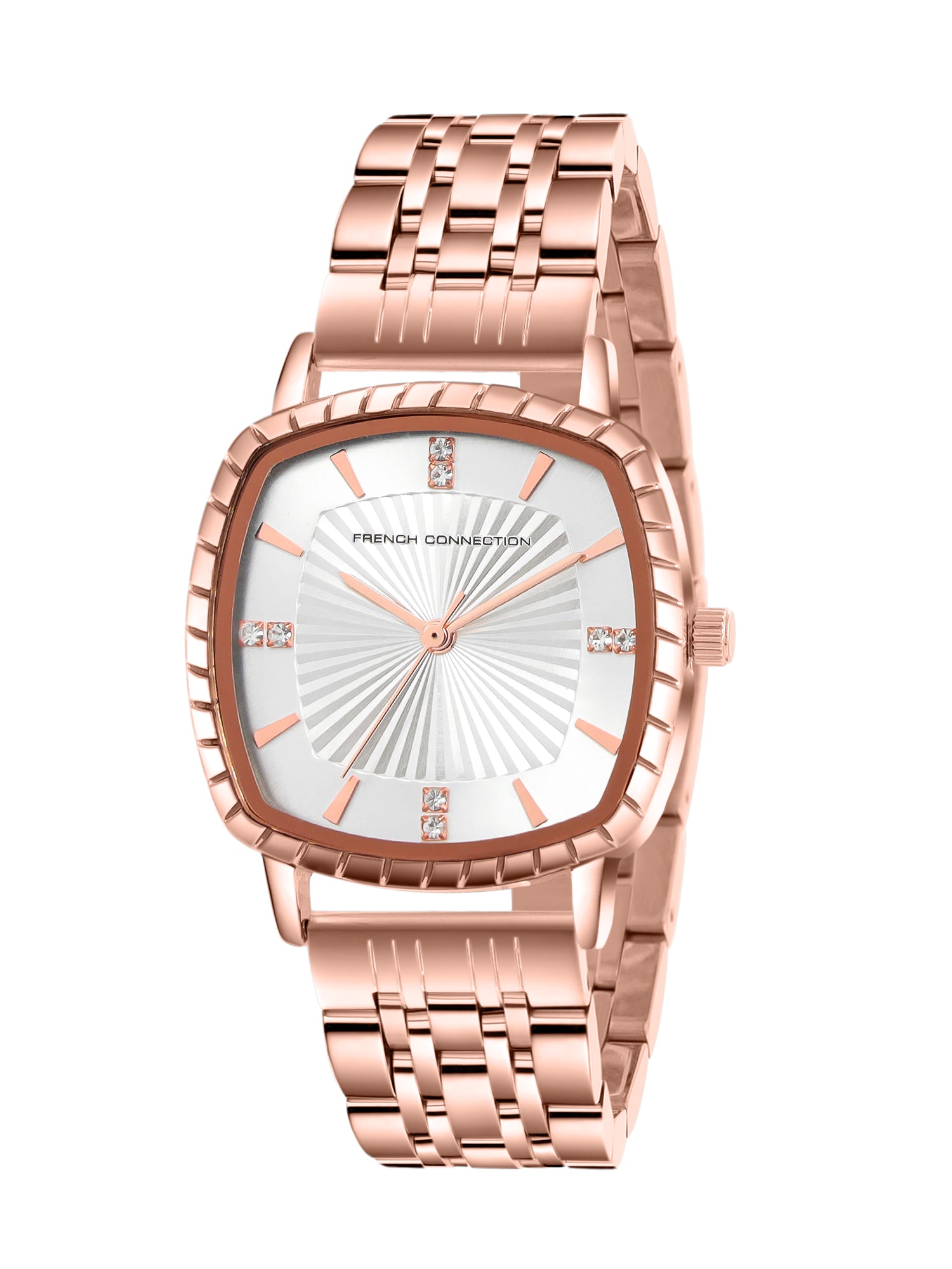 French Connection Luminéa | Quartz Jewellery Bezel | Silver Dial | Stainless Steel Strap | Watch for Women - FCN0214SRGM