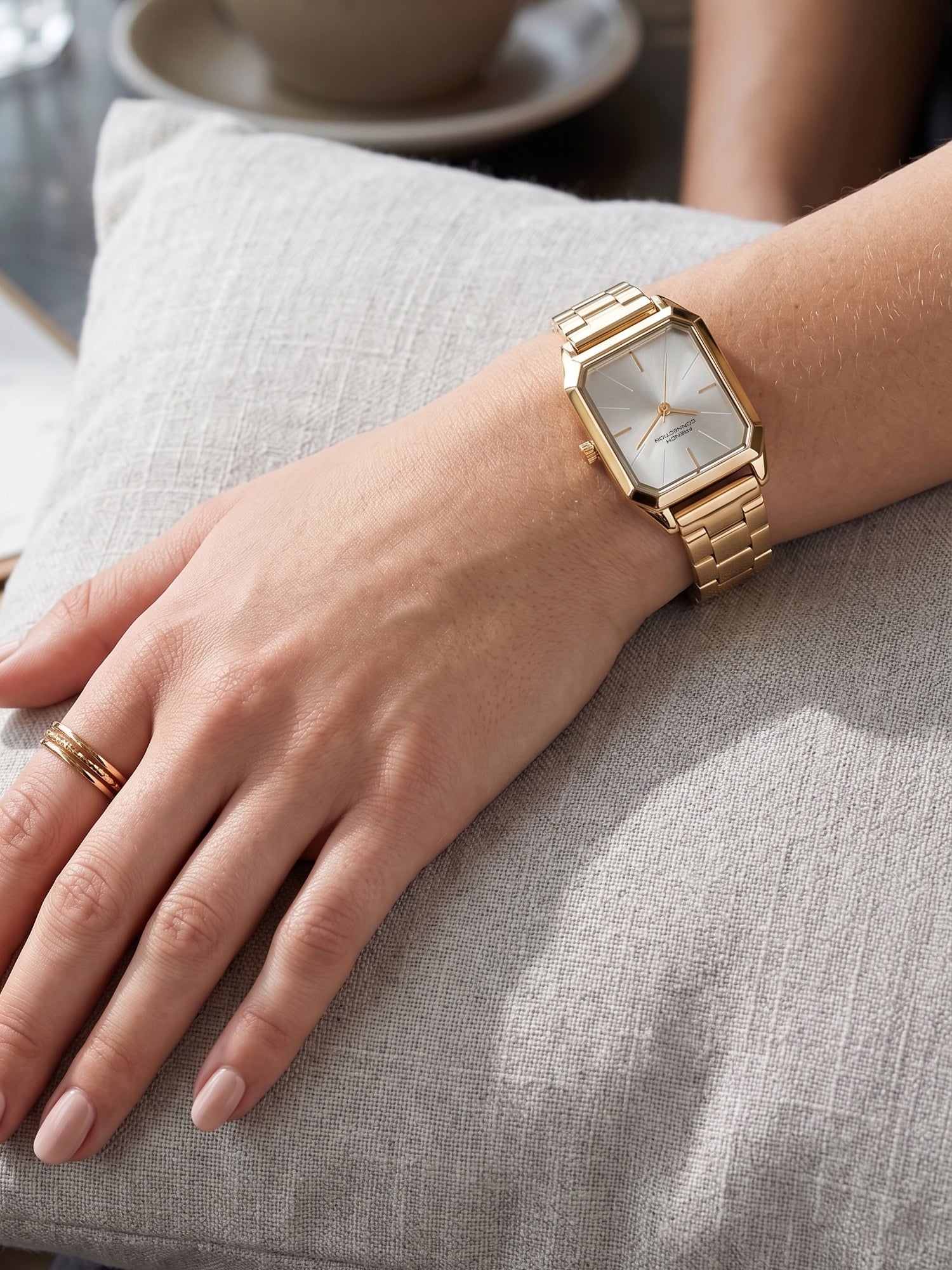 French Connection Novara | Quartz Jewellery Bezel | Silver Dial | Stainless Steel Strap | Watch for Women - FCN0215GM